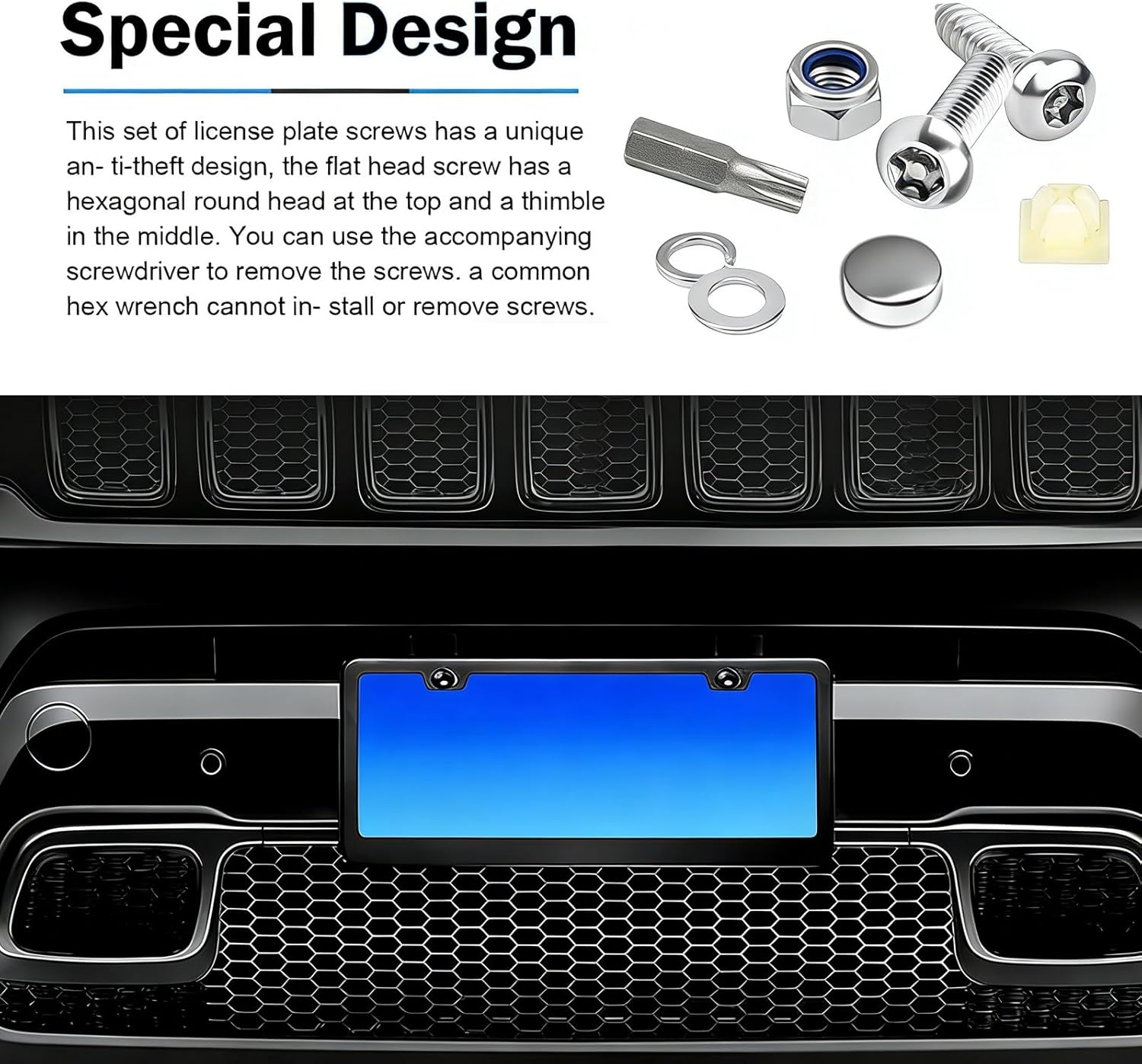 Anti Theft License Plate Screws with Caps, Stainless Steel License Plate Bolts for Car & Motorcycle, Secure Anti-Theft Kit, Tornillos Para Placas De Carro image number 4