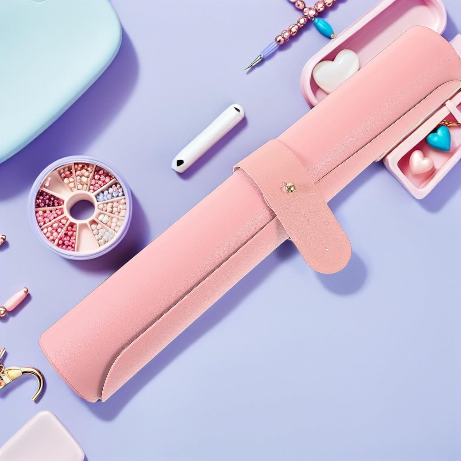 SHINYPASING Foldable Manicure Nail Table Mat 70X35Cm Dual-Color PU Hand Rest Pad Storage Strap for Nail Techs Salon Desktop image number 2