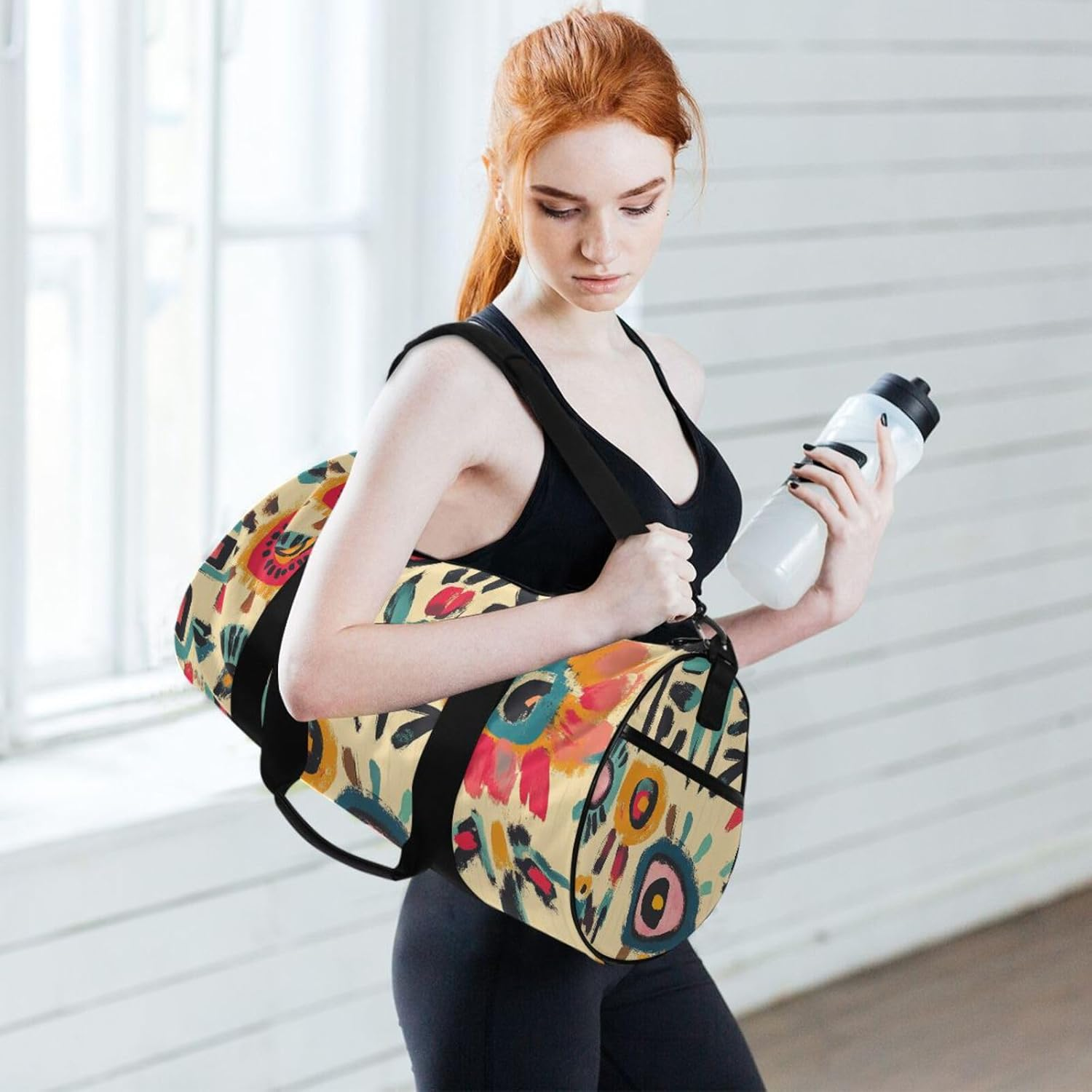 Bohemian Style Elements Retro Travel Hand Bag Travel Weekender Gear Bag Airplane Traveling Large Capacity image number 4