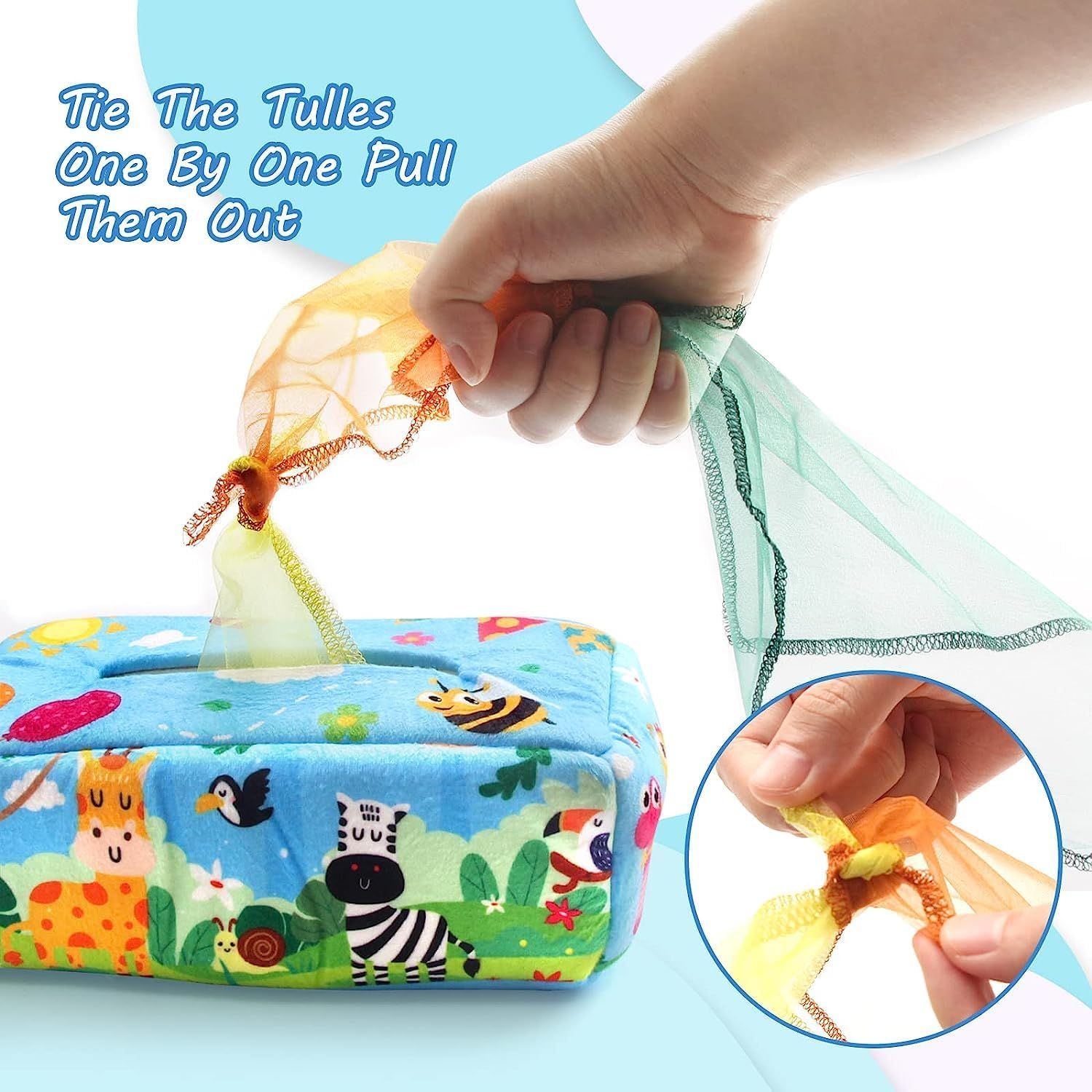 Baby Toys 0-12 Months, Tissue Box Montessori Toys for 1 Year Old, Soft High Contrast Crinkle Sensory Toys for Toddlers Infants, Early Development Activity Toys Gifts for Baby Boys Girls image number 5