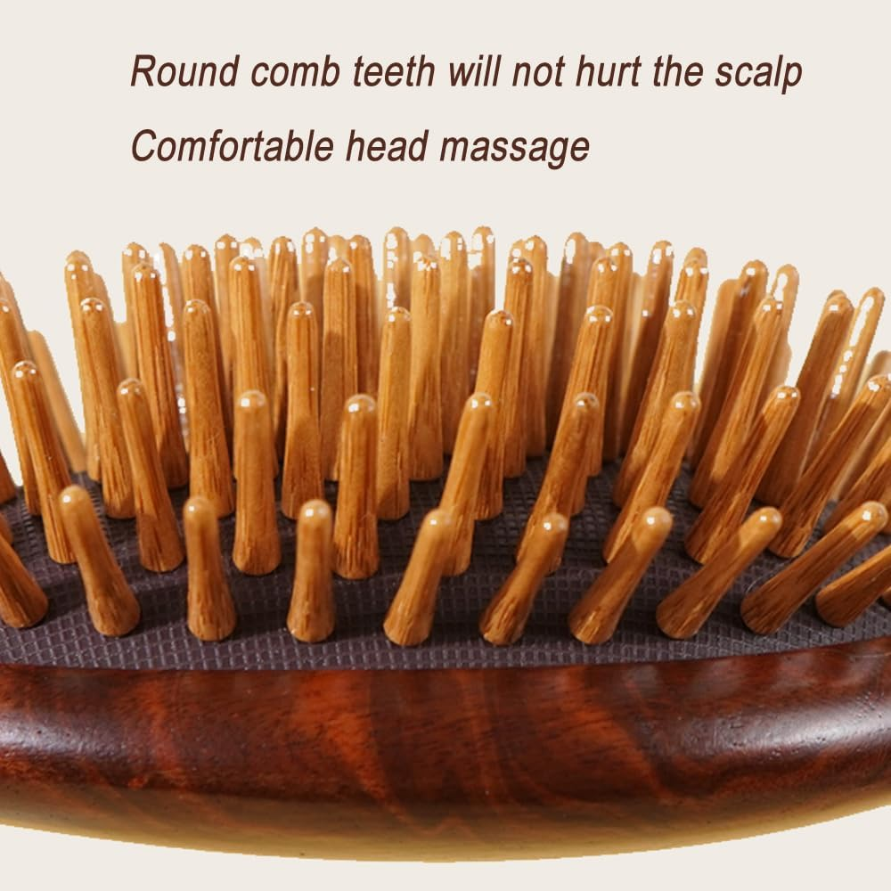 Hair Brush Wooden, Sandalwood Air Cushion Combs Eco Friendly for Scalp Massage -Anti-Static, No Hair Tangle image number 4