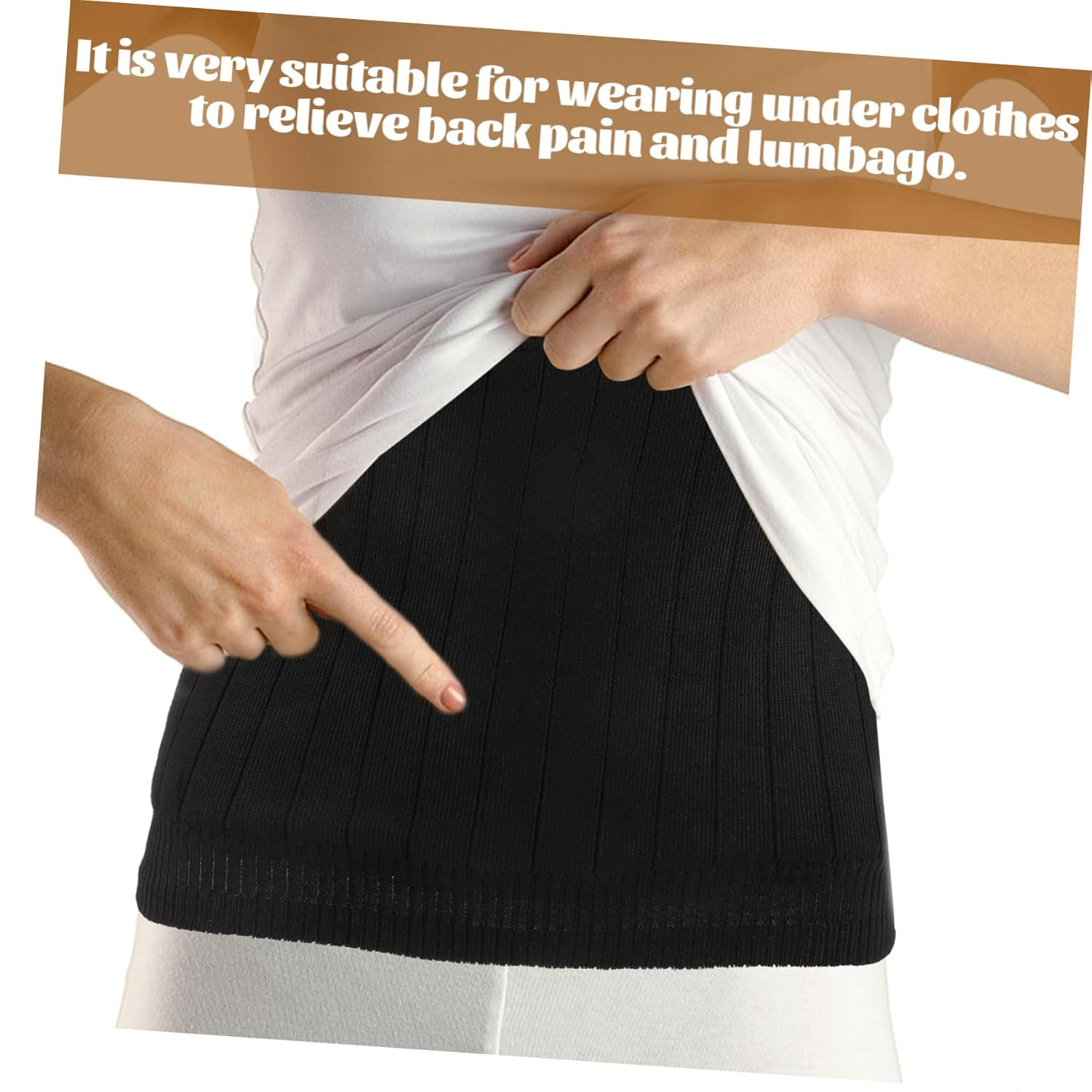 360&deg; Lambswool Waist Belt, Thickened Winter Waist Support Wear-Resistant Soft Fleece, Black Household Kidney Band for Cold Protection and Stomach Warming, Unisex Daily Use image number 4