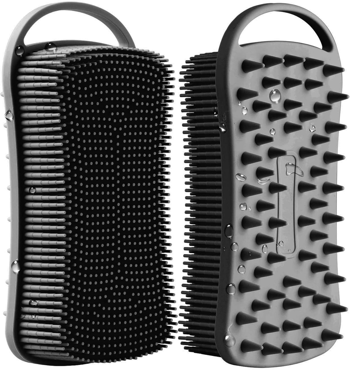 YEADMAL Dual-Use Silicone Body Scrubber with Scalp Massage Shampoo Brush Exfoliating Bath Body Brush Gentle Silicone Shower Scrubber, Lather Well for Shower Gel/Soap/Body Wash (Gray)