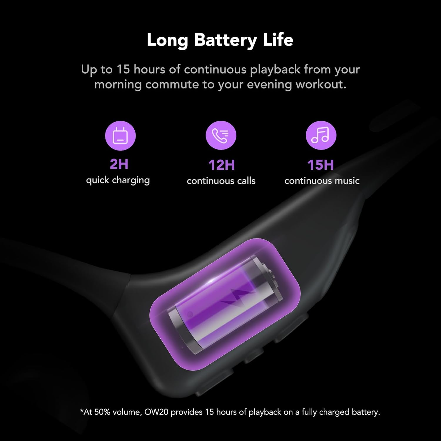 Nuroum OW20 Open Ear Headphones, Bluetooth 5.3 Sports Headphones Wireless, IPX6 Waterproof, Noise Cancelling, 10H Runtime, Wireless Headphones for Running, Jogging, Driving image number 1