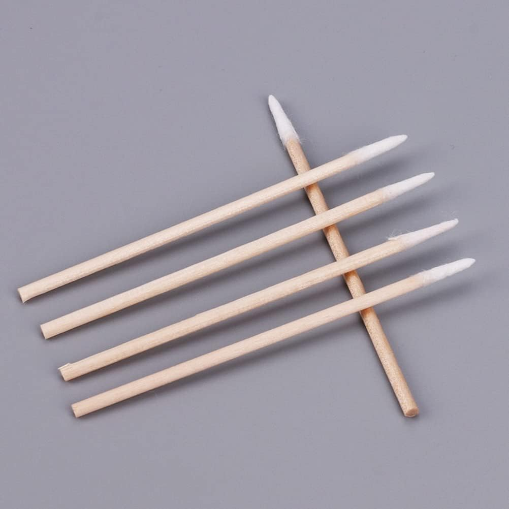 Cotton Buds, 300 Pcs Cotton Swab, for Eyebrow Tattoo Beauty Make-Up Color Nail Seam Dedicated Dirty Picking, Wood Handle Small Pointed Tip Head