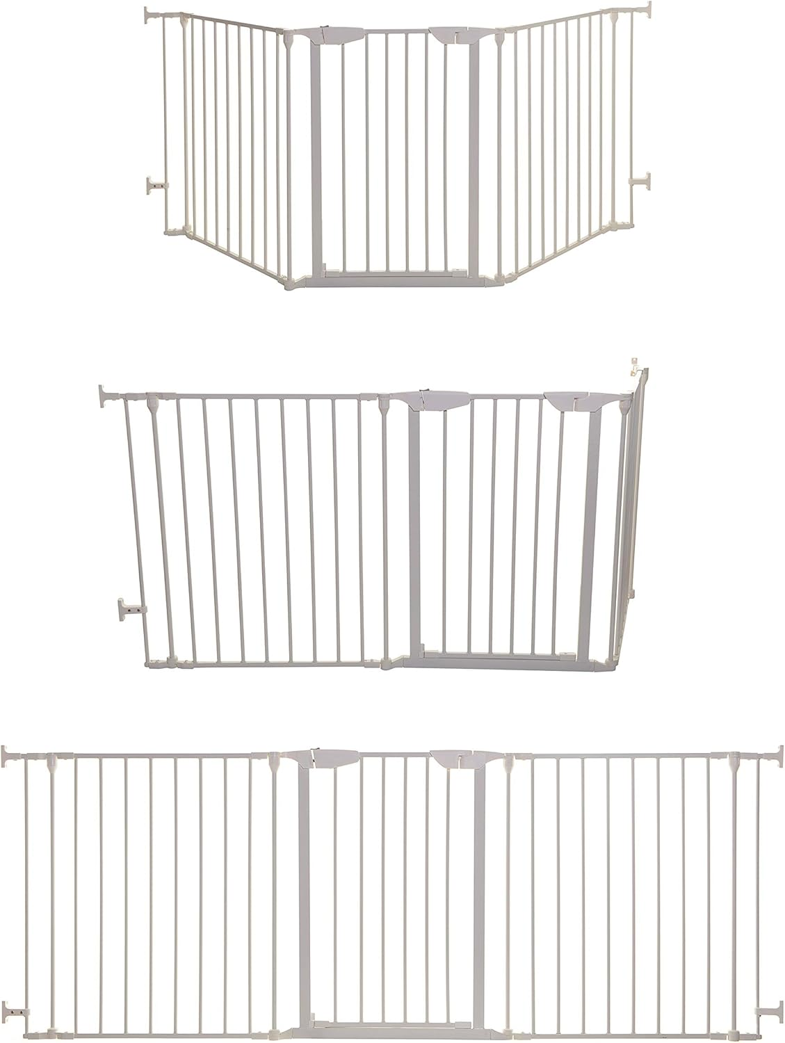 Dreambaby Newport 3-Panel Adapta Child Safety Gate - Fits Opening from 85.5-200Cm Wide. 74Cm Tall - Swings Open from Both Direction - White - Model F2022BB