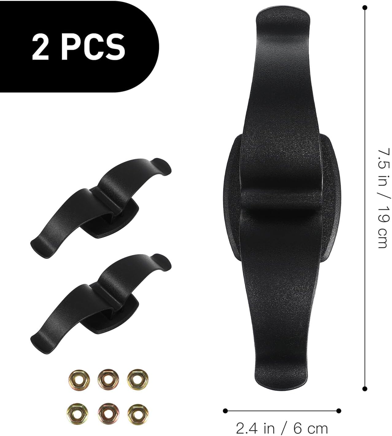 2 Pcs Car Umbrella Holder Clips Screw Install Heavy Duty Abs Plastic Car Trunk Door Organizer Hooks for Umbrella Fishing Rod Club Storage Black