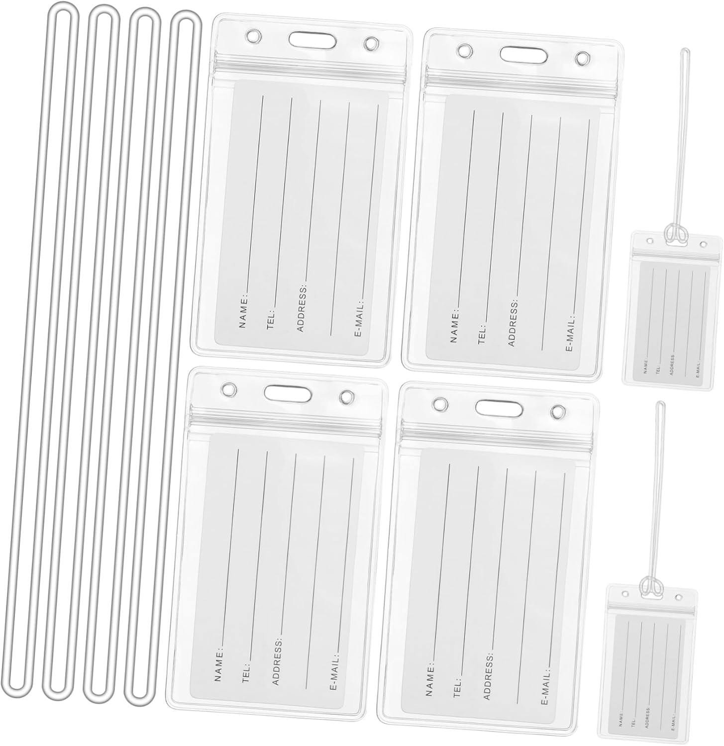 DIKACA Clear Luggage Tags Reusable Travel Tag Card Holders with Loops Plastic Sleeves for Suitcases Backpacks More Resealable Closure for Easy Updates image number 2