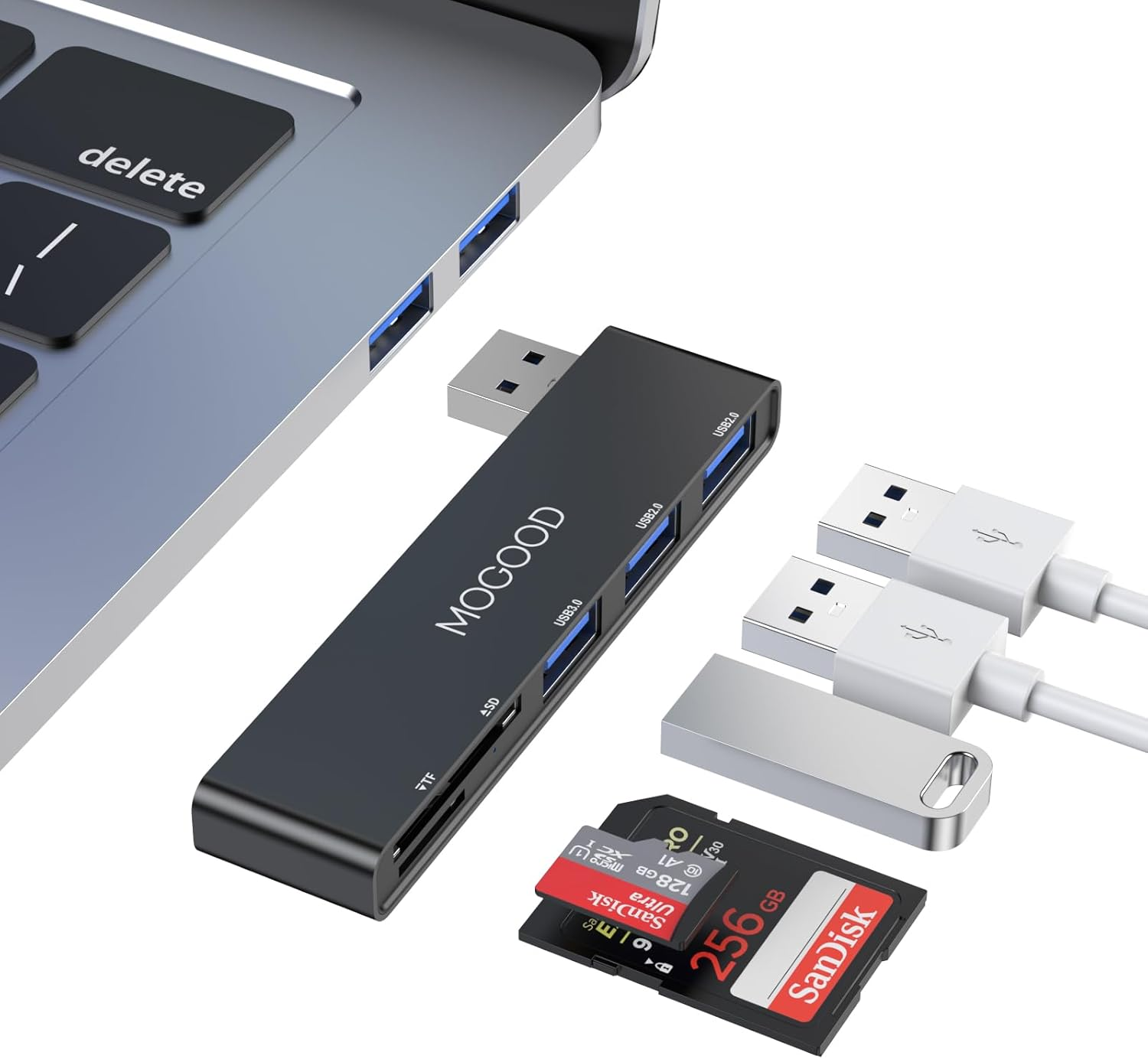 MOGOOD USB Hub 5 in 1 Multiport USB Adapter Docking Station with 1&times;USB 3.0, 2&times;USB 2.0, SD/TF Card Reader,For Laptop, Keyboard, Mouse, Macbook Air, Mac Pro, Imac, Surface Pro, Flash Drive, Mobile HDD