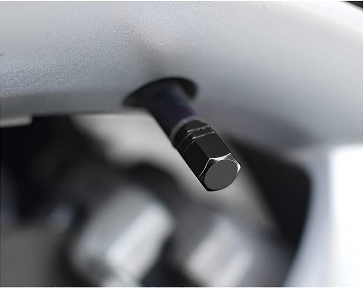 4 PCS Tire Stem Valve Caps Wheel Valve Covers Car Dustproof Tire Cap, Leak-Proof Air Protection Fits Cars, Trucks, Bikes, Motorcycles, Bicycles, Hexagon Shape Design (Black) - Gold image number 5