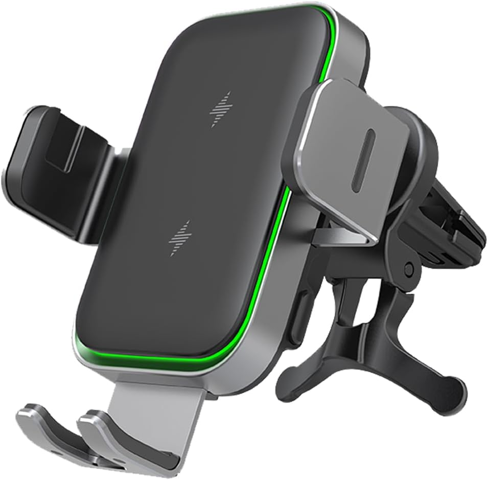 2025 Upgraded Dual Coil Wireless Car Charger Qi 15W Fast Charging Vent Mount Phone Holder Smart Sensor Auto Alignment Auto Clamping for Iphone 15/14/13/12, Samsung Galaxy Z Flip 4/3 S23 22 (X3) (X3) image number 6