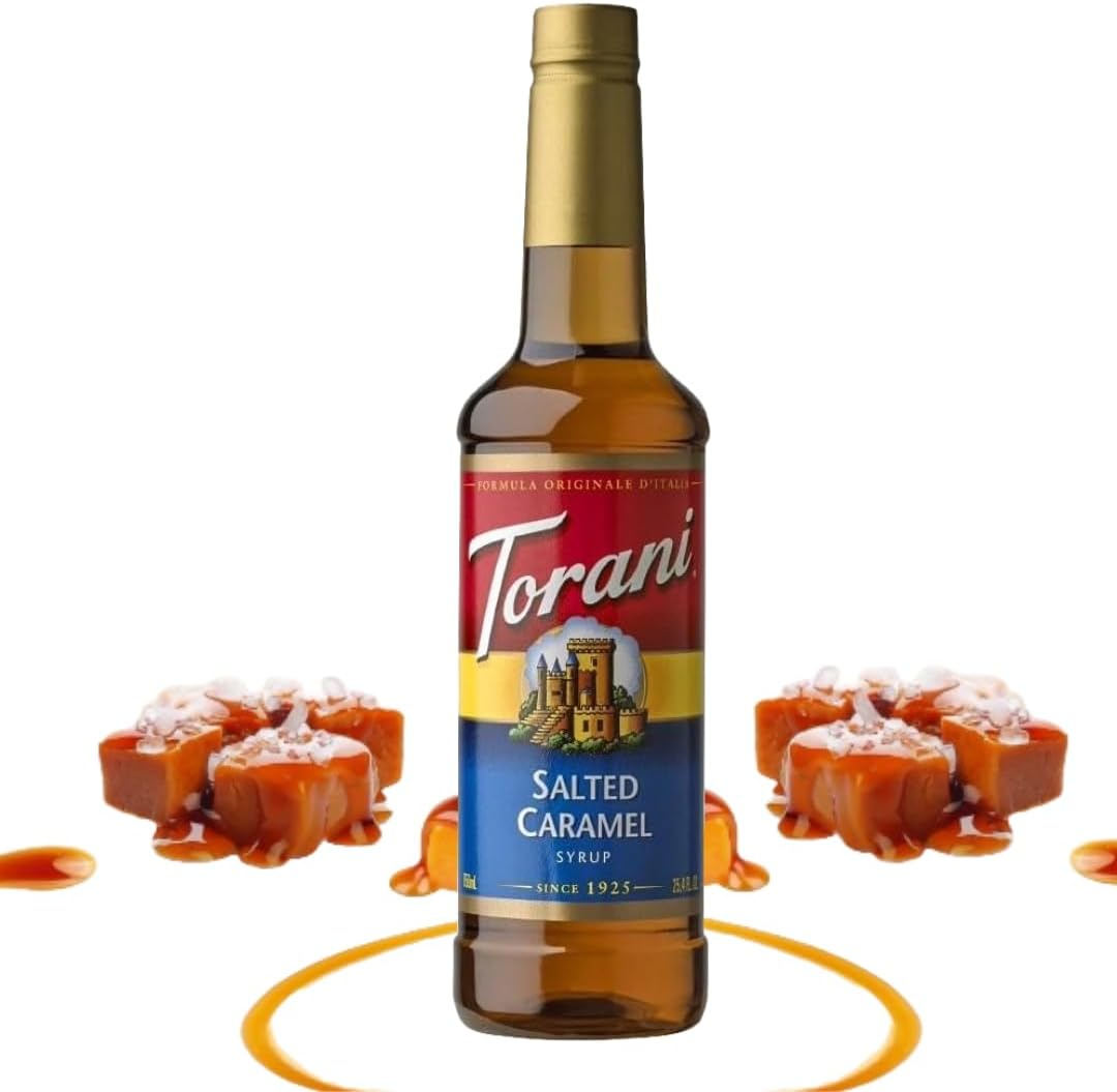 Torani Salted Caramel Coffee Syrup (750Ml) - Pure Cane Sugar Coffee Syrups for Lattes, Hot Chocolates, Macchiatos & Dessert Drinks - Sweet & Salty Taste, Vegetarian-Friendly image number 5