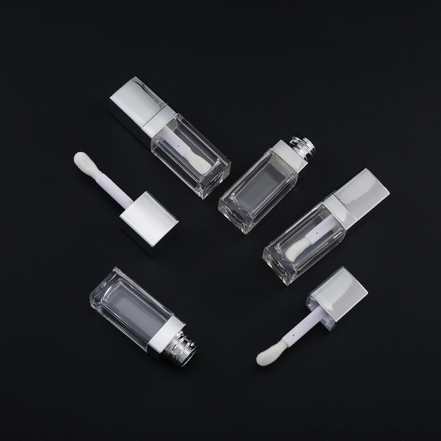 2 Pcs 10Ml Square Lip Gloss Tubes Empty Lip Oil Containers with Wand Liquid Lipstick Sample Container Lipstick Vials Bottle image number 4