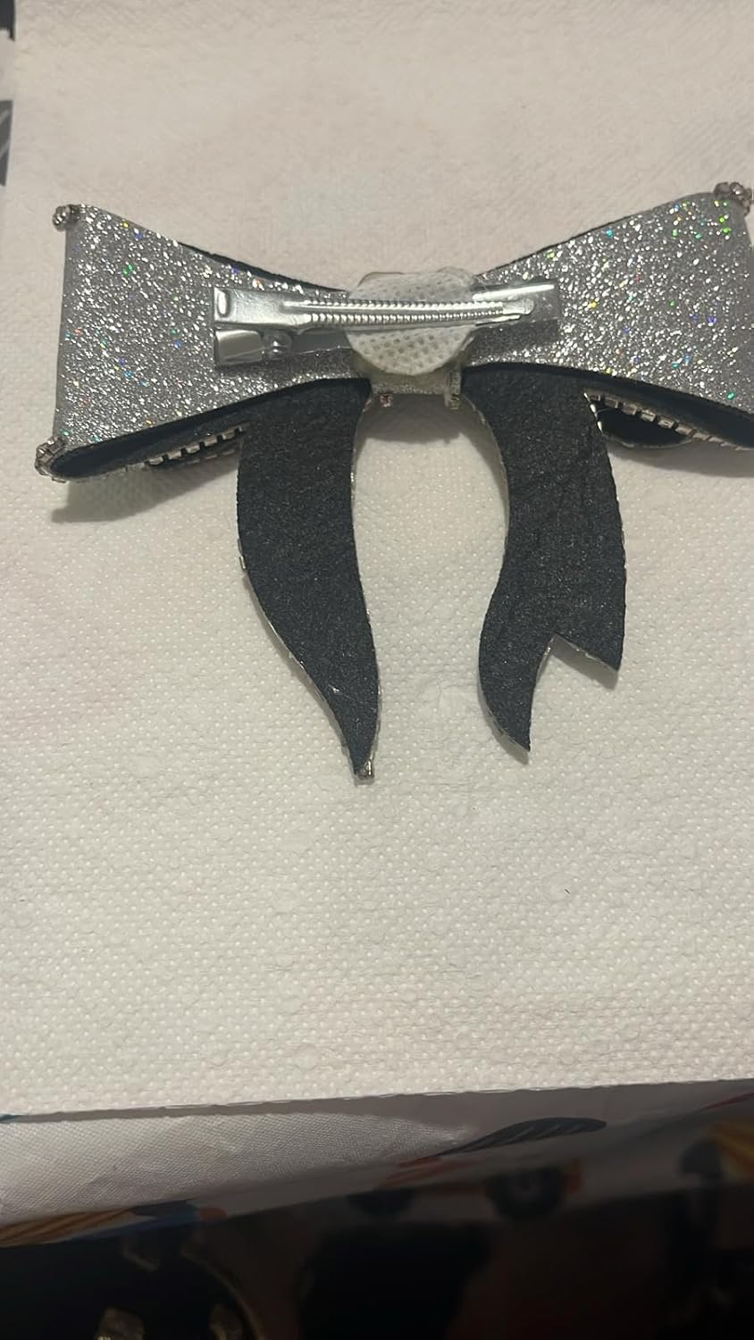 NTY Collections Rhinestone Bow Hair Clips &ndash; Sparkly French Design Barrettes, Crystal Bow-Knot Hair Accessories for Women & Girls, Party, Halloween, and Special Occasion Hairstyles -Pack of 1, Silver image number 3