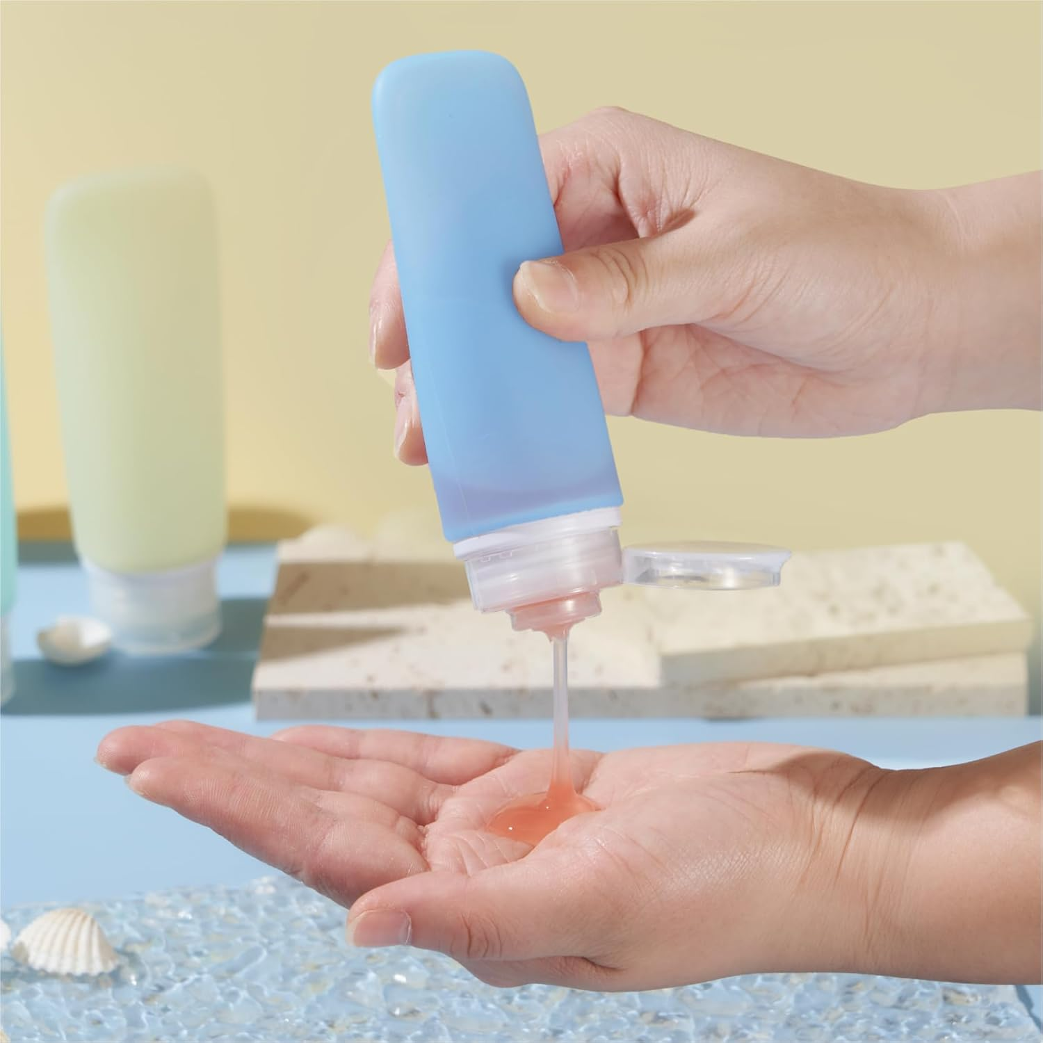 INSFIT Travel Bottles for Toiletries, 90Ml Travel Containers for Toiletries Leakproof BPA Free TSA Approved Squeezable Silicone Tubes Travel Accessories with Labels Blue - Green image number 5