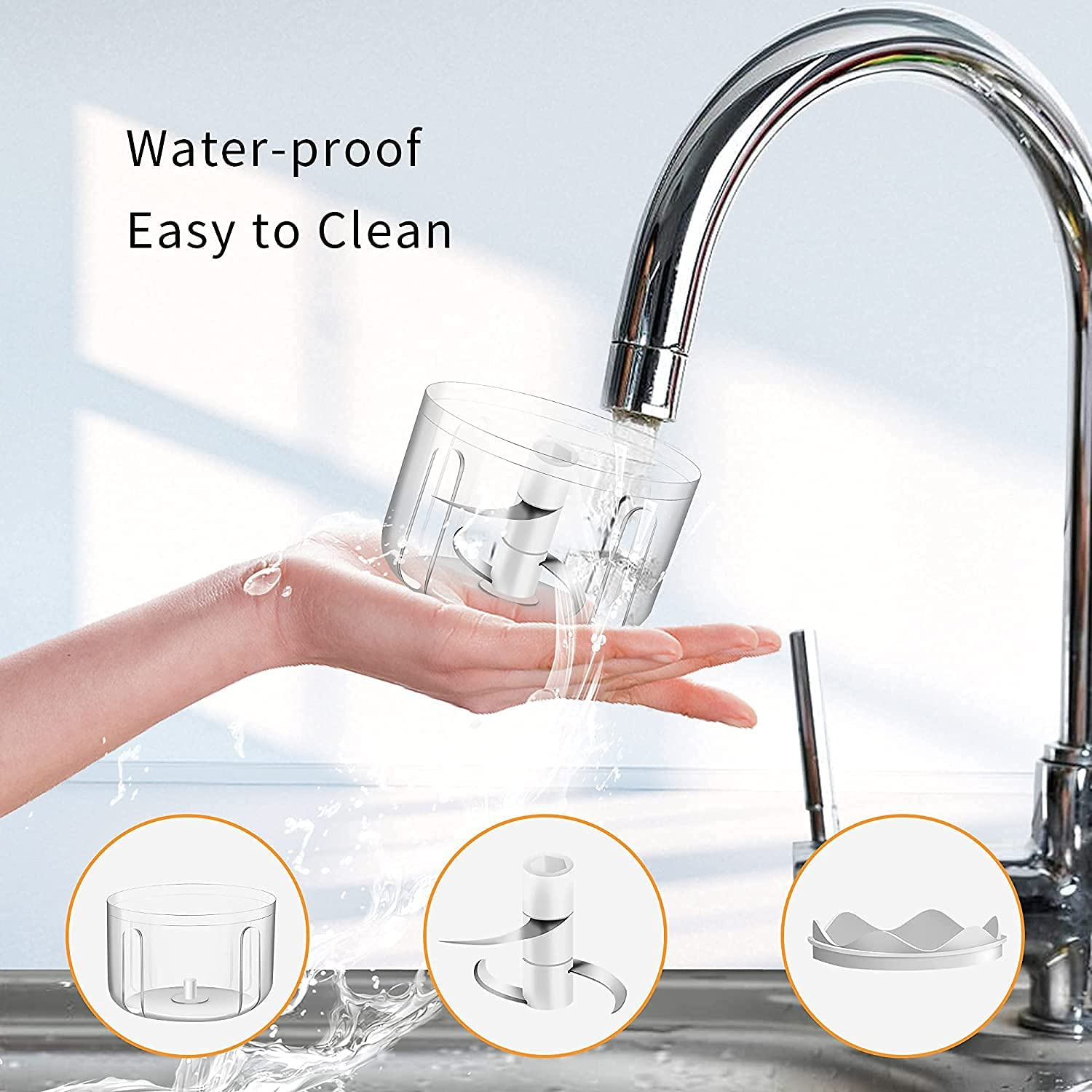 Electric Mini Garlic Chopper,Food Processor,Portable Cordless Garlic Mincer Masher,Meat Grinder with USB Charging for Vegetable,Chili,Fruits,Ginger,Baby Food,Seasoning 250Ml(White) image number 2