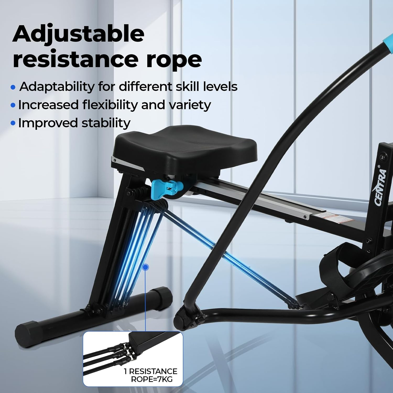 2 in 1 Rowing Machine,Rower Home Gym Fitness Equipment,Strength Training Leg Machines,130Kg Capacity 360 &deg;Rotation LED Display Rowers image number 4