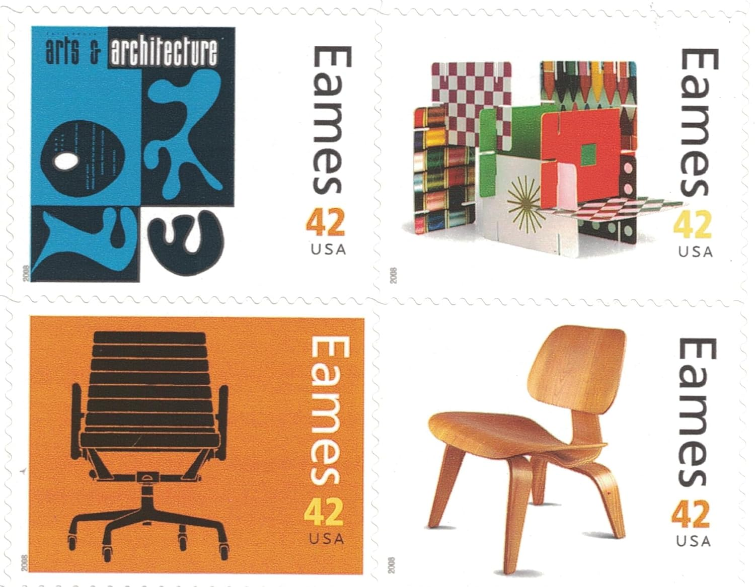 Charles and Ray Eames Collectible Sheet of Sixteen 42 Cent Stamps by USPS image number 1