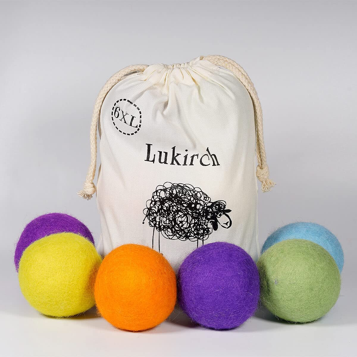 Wool Dryer Ball XL, Organic Eco Premium 100% Natural Fabric Laundry Softener, Shortens Drying Time, Reusable, Reduce Wrinkles and Static Cling, Handmade with 100% New Zealand Wool (6-Colors) image number 4