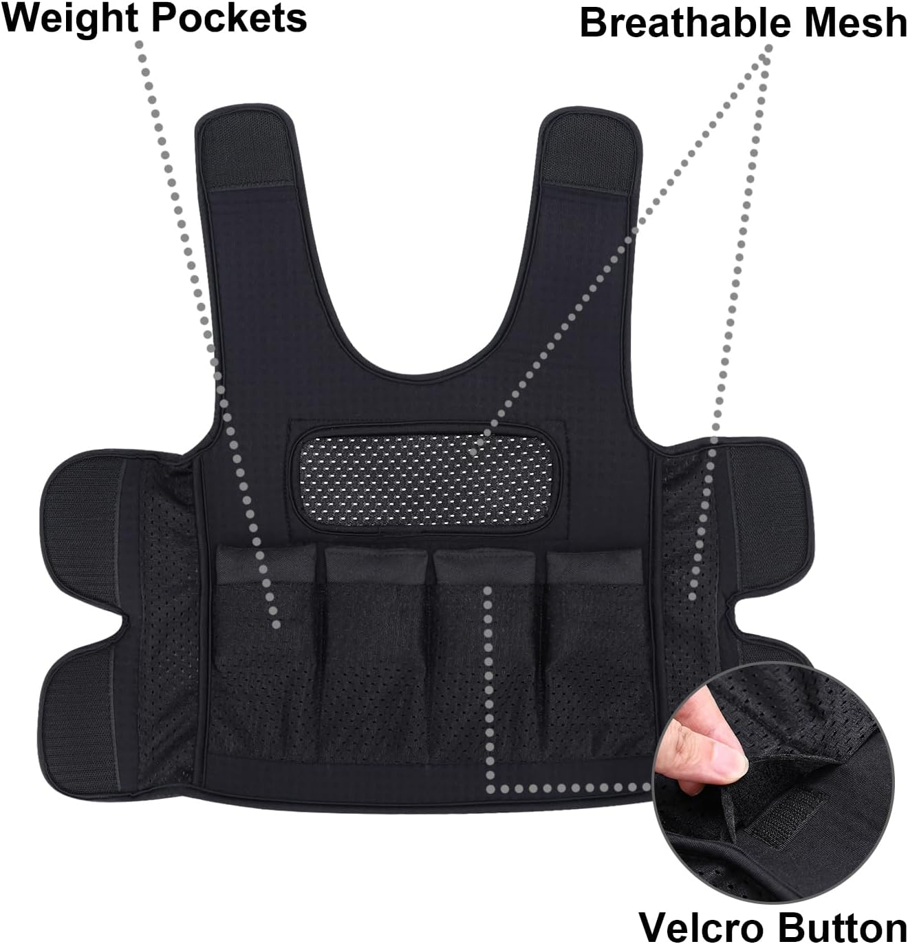 Weighted Vest for Kids with Sensory Issues(Ages 10+, Large) &ndash; Weighted Compression Vest for Children with Autism, ADHD, SPD, Sensory Overload, Includes 3Lbs Removable Weights (Black) image number 3