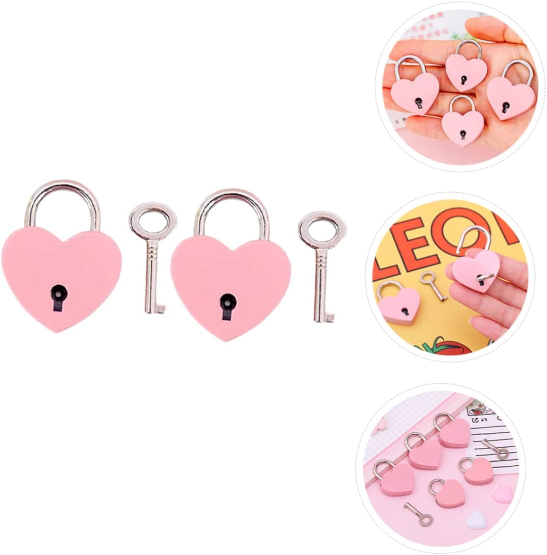 EXHUMKY 2Pcs Security Padlock for Travel and Home Small Locks Heart Shape Mini Diary Locks for Dorm and Door