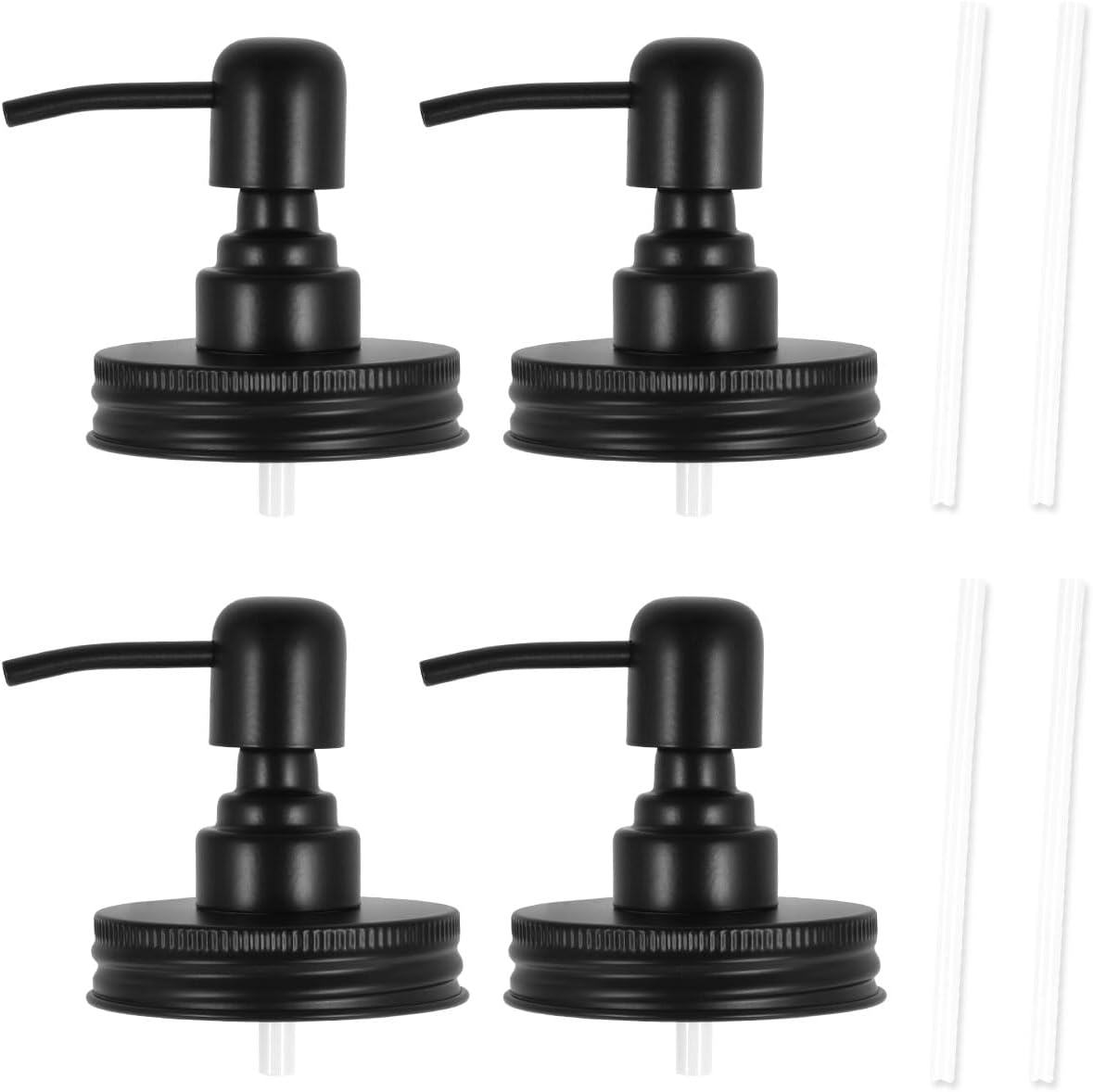 Fizocosisto 4Pcs Mason Jar Soap Dispenser Lids with Pumps, 304 Stainless Steel, Leakproof, Decorative, Black image number 1