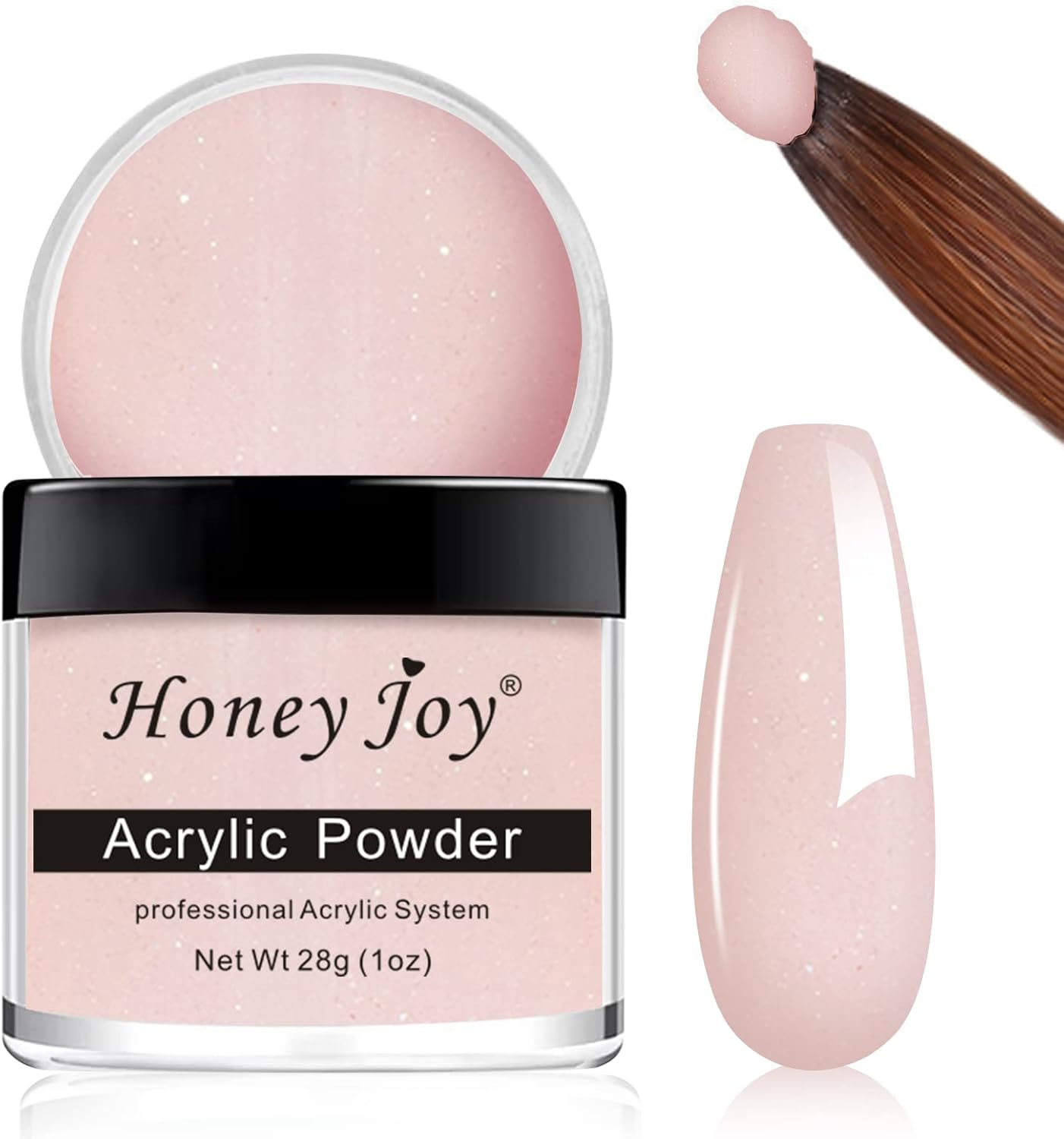 Acrylic Powder Clear White Nude Colored Polymer Nail Art for Acrylic Nails Extension No Need Nail Lamp, 1 Oz (Hj-Nap017-Nude)