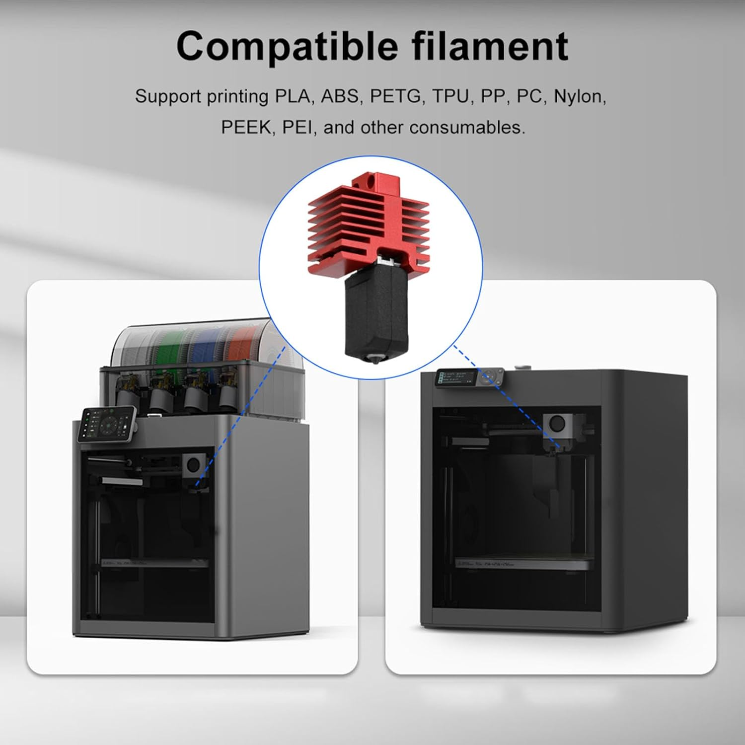 Hotend Kit for Lab P1P P1S 3D Printer, Hardened Steel Nozzle Extruder Hot End with 0.2Mm 0.4Mm Nozzle, 60W Ceramic Heater, Thermistor Wire image number 1