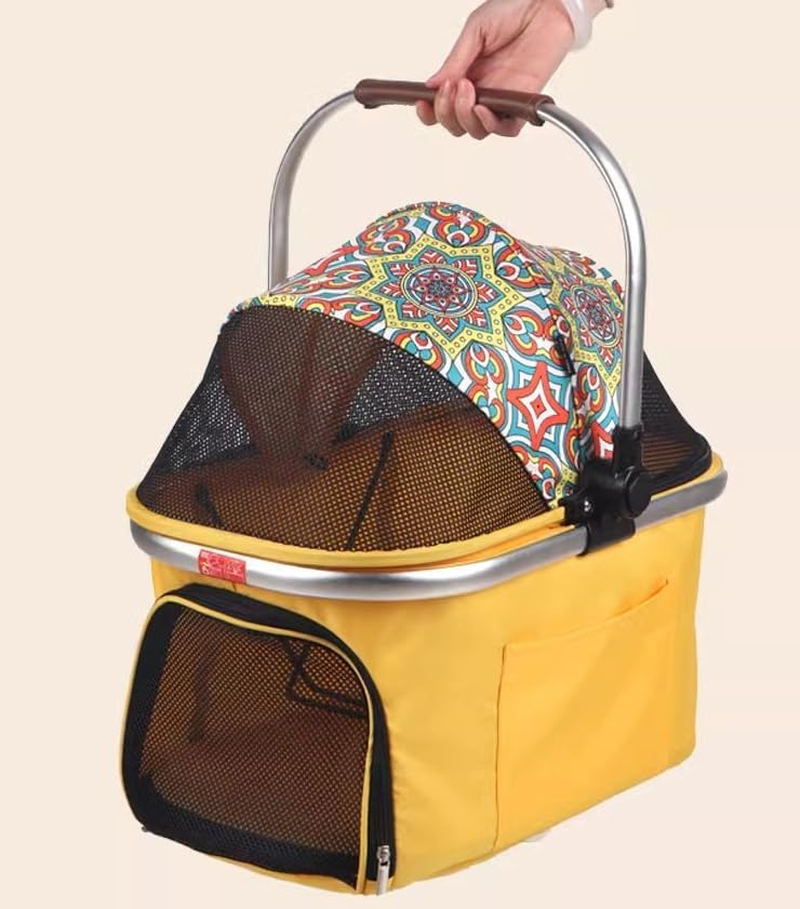 Pet Stroller Dog Stroller Cat Stroller Foldable Cats Dogs Pet Stroller for Medium Small Size Dogs Cat Stroller Detachable Carrier Basket for Puppy Dog Pram Dog Cat(Color:Gray) - Gray image number 2