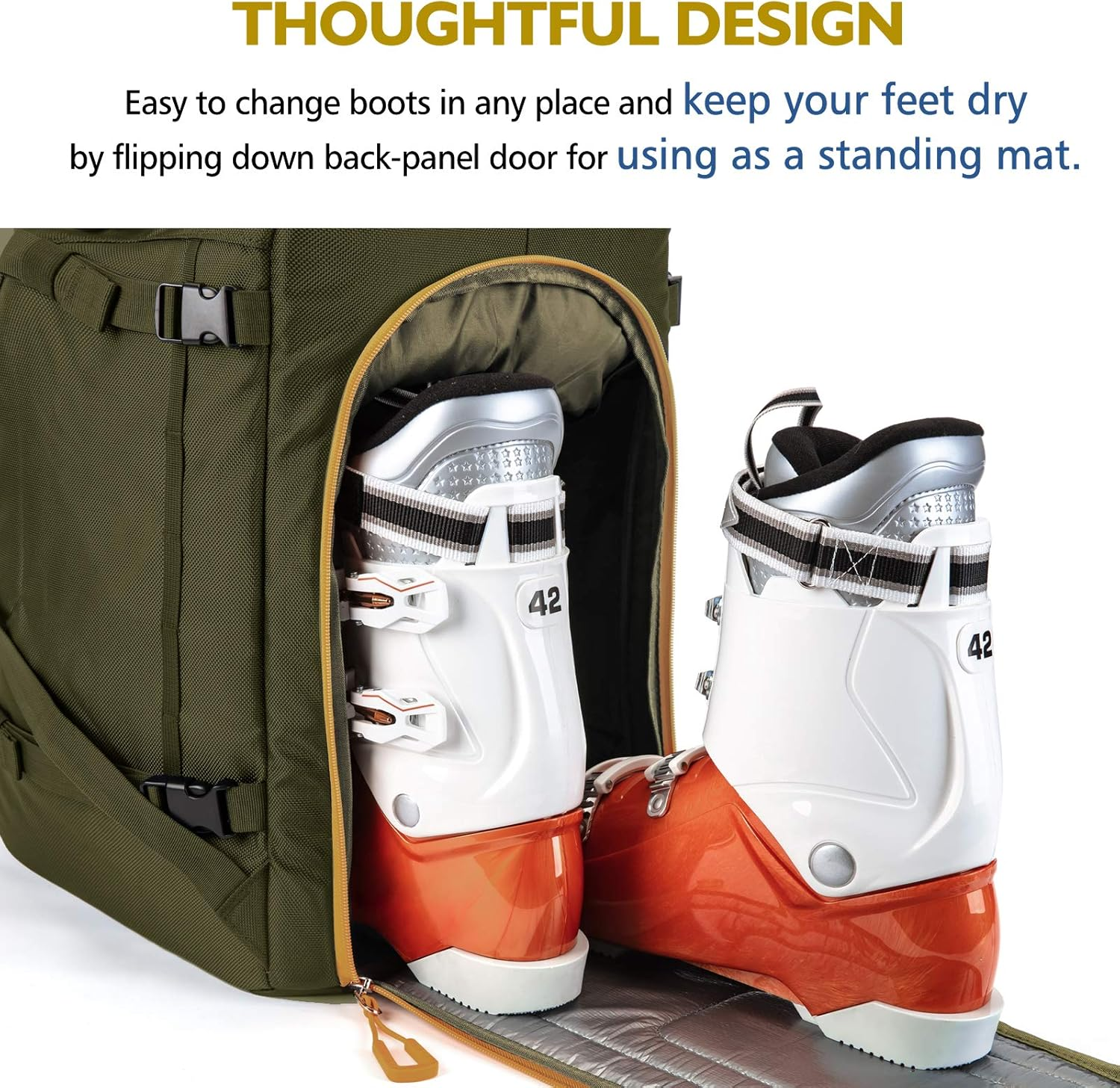 Unigear Ski Boot Bag, 55L Ski Boot Travel Backpack for Ski Helmet, Goggles, Gloves, Skis, Snowboard & Accessories image number 3