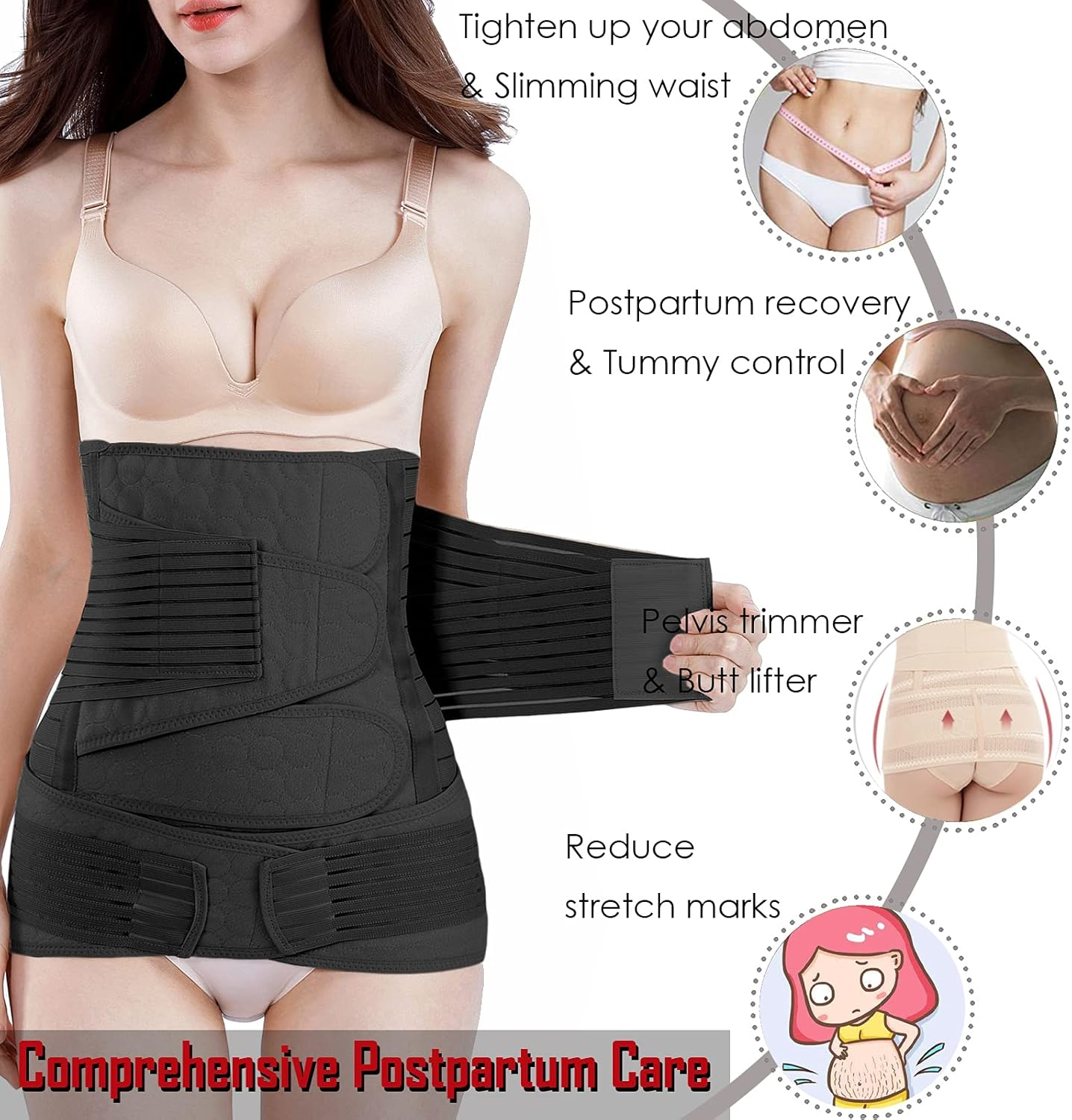 Chongerfei Postpartum Support Recovery Belly Wrap Waist/Pelvis Belt Body Shaper Postnatal Shapewear image number 3