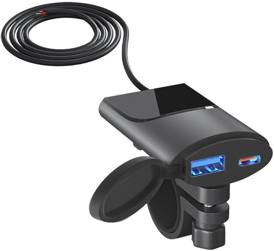 QC3.0 Motorcycle USB Charger 30W USB-C Charger IP67 Waterproof GPS Handlebar Mounting Bracket Charger for Moto Phone Charger