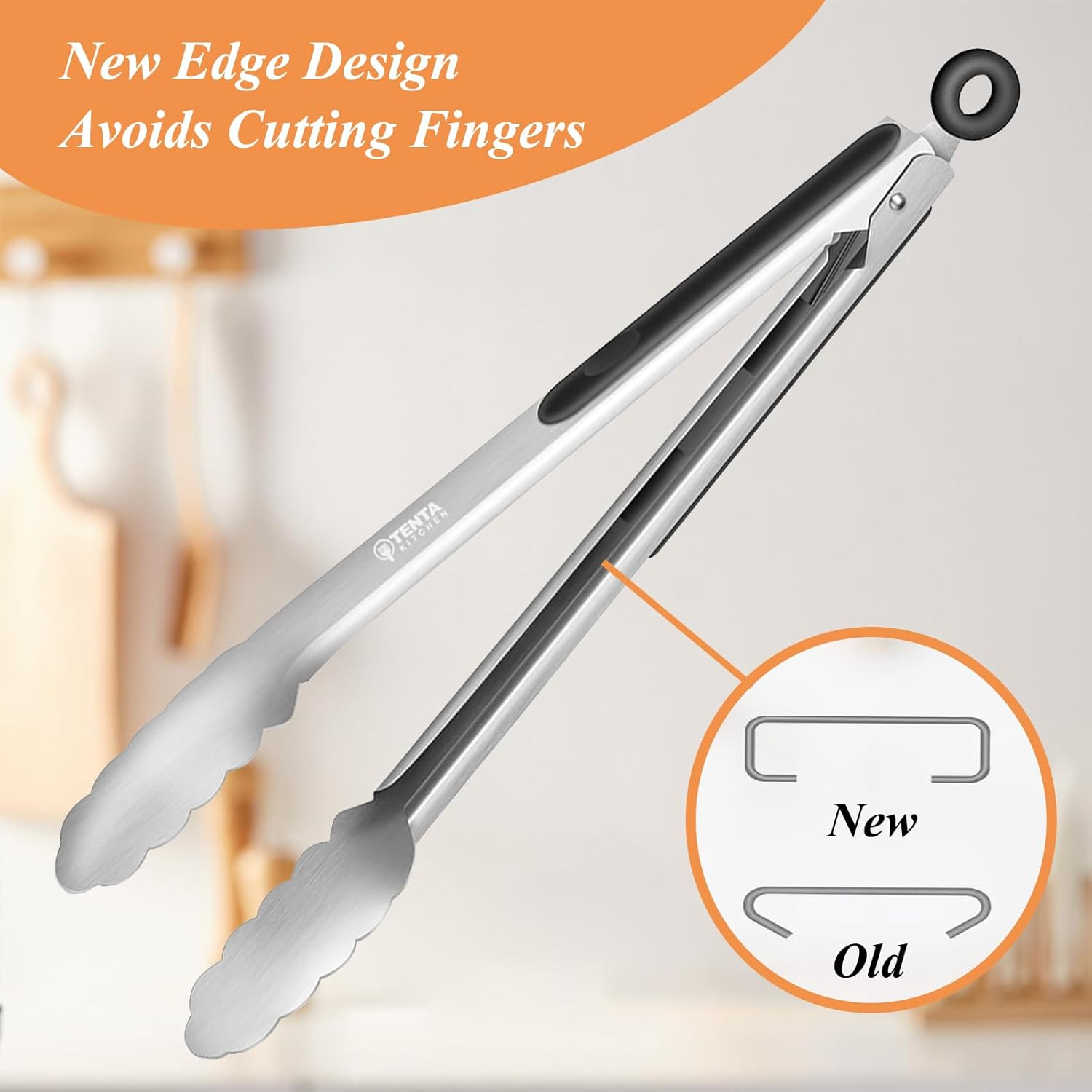 Tongs for Cooking, 12-Inch Stainless Steel Kitchen Tongs, Locking Metal Food Tongs with Silicone Non-Slip Grip, Kitchen Utensils Tongs for Food, Salad and Outdoor BBQ (Set of 4) - 4 Color image number 5