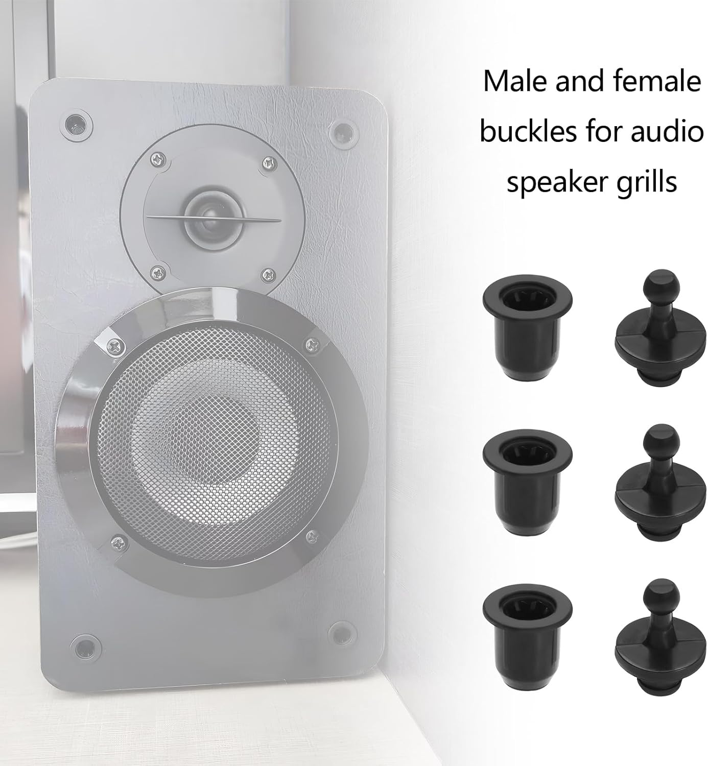 24Pcs Audio Grille Clips Speaker Assembly Accessory Male and Female Clips for Speaker Grille and Cabinet Fixing with 12 Each of Male Female Clips image number 3