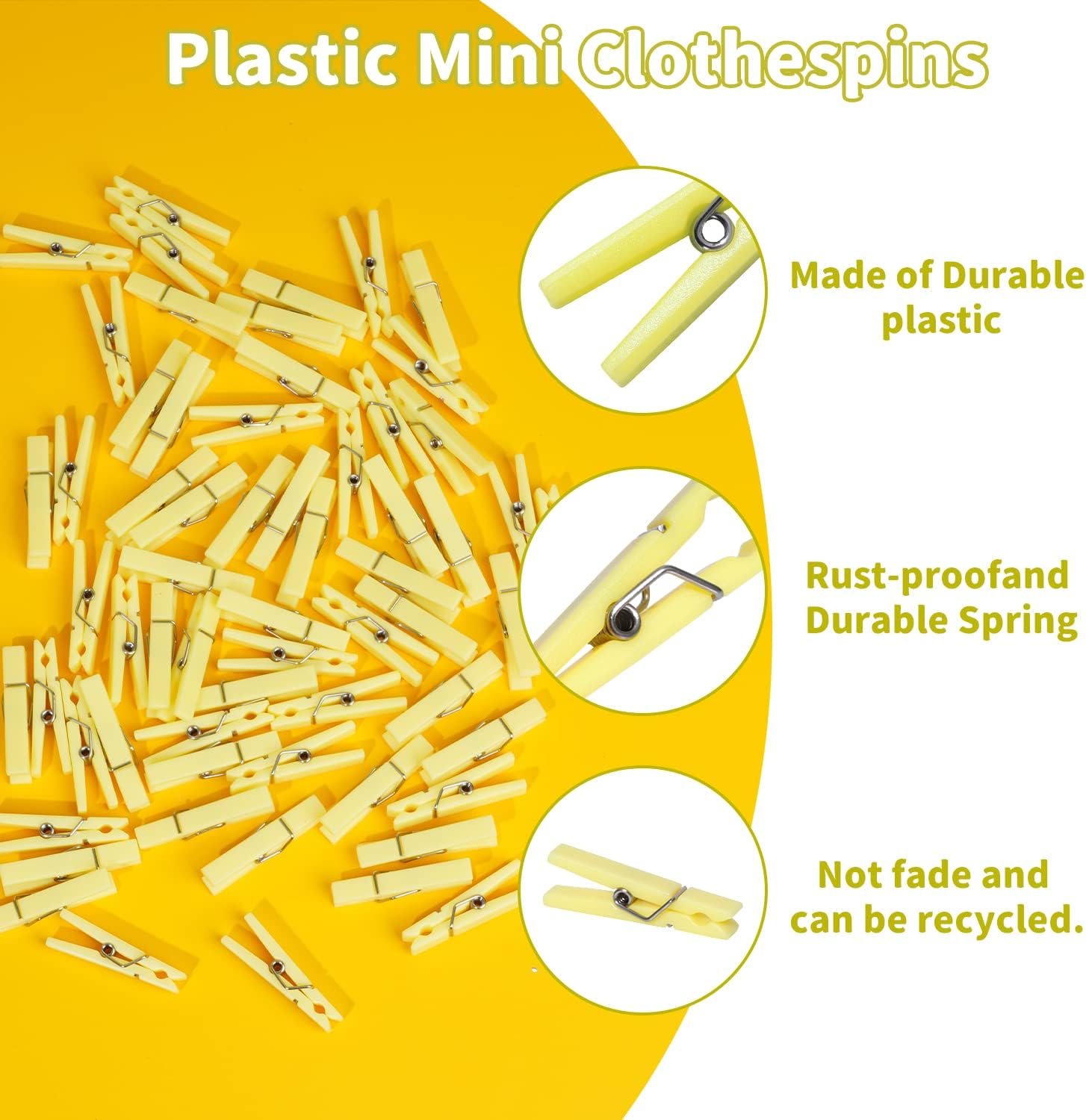 60PCS Baby Shower Clothespin Games Mini Clothes Pins 1.4 Inch for Party Decorations (Yellow) - Blue image number 2
