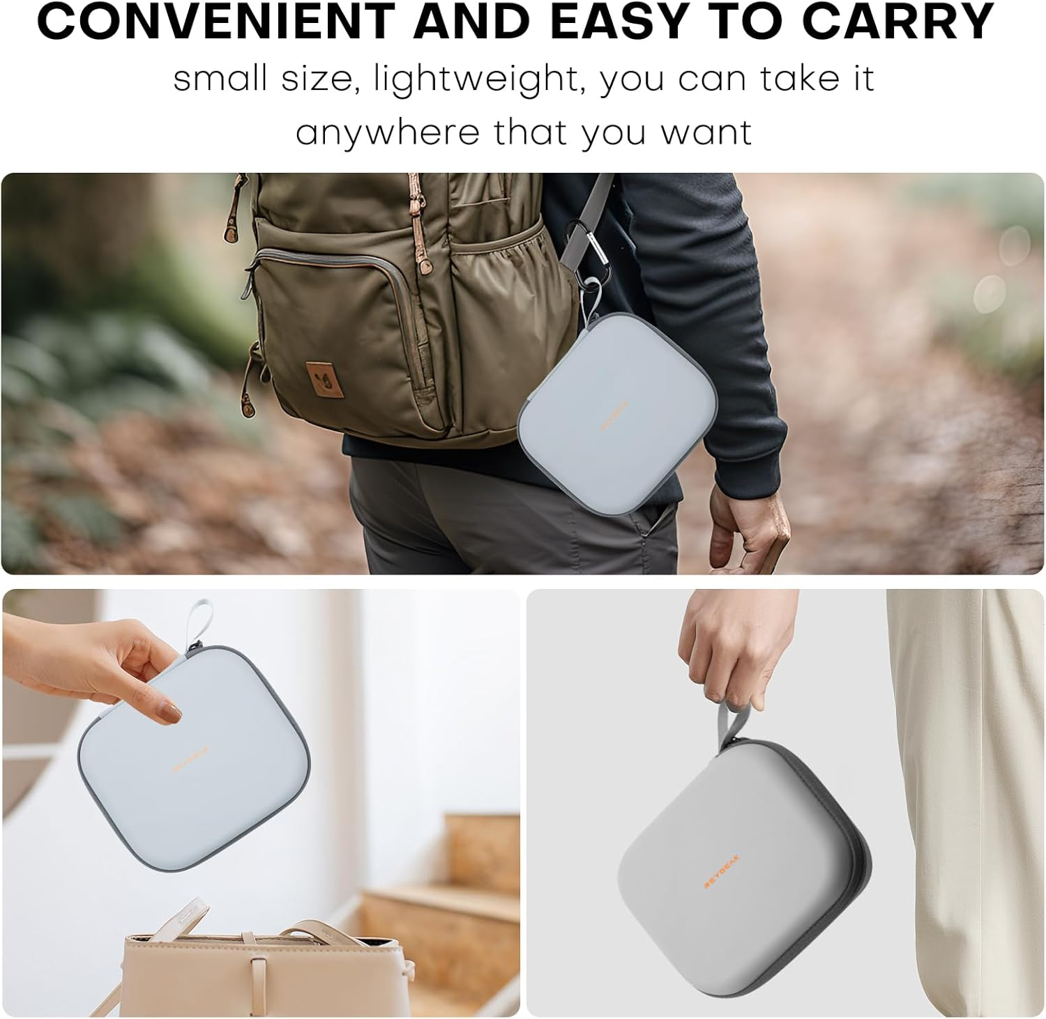 REYGEAK Portable PU Compact Bag for DJI NEO Drone, Waterproof Small Storage Case for DJI NEO Accessories (Grey) - Orange image number 4