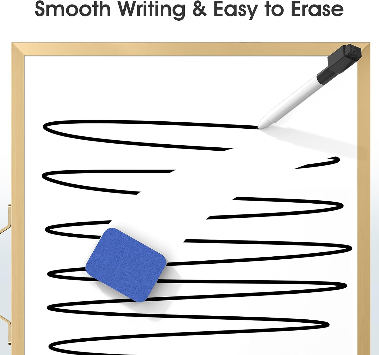 Maxgear Monthly Calendar Dry Erase Board for Wall, 16"X12" Hanging Whiteboard, Small Dry Erase White Board with Handle, Golden Aluminum Framed Whiteboard for Office, Home, School image number 2