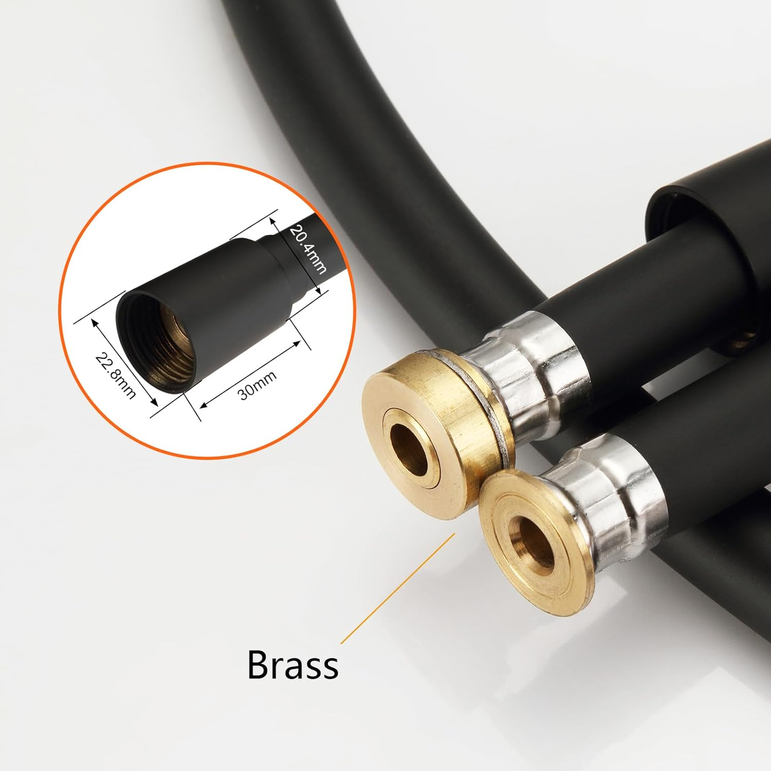GRIFEMA G852B-18 PVC Smooth Black Universal Shower Hose 1.8M, Replacement Shower Pipe with Brass Connections, Flexible Anti-Twist image number 3