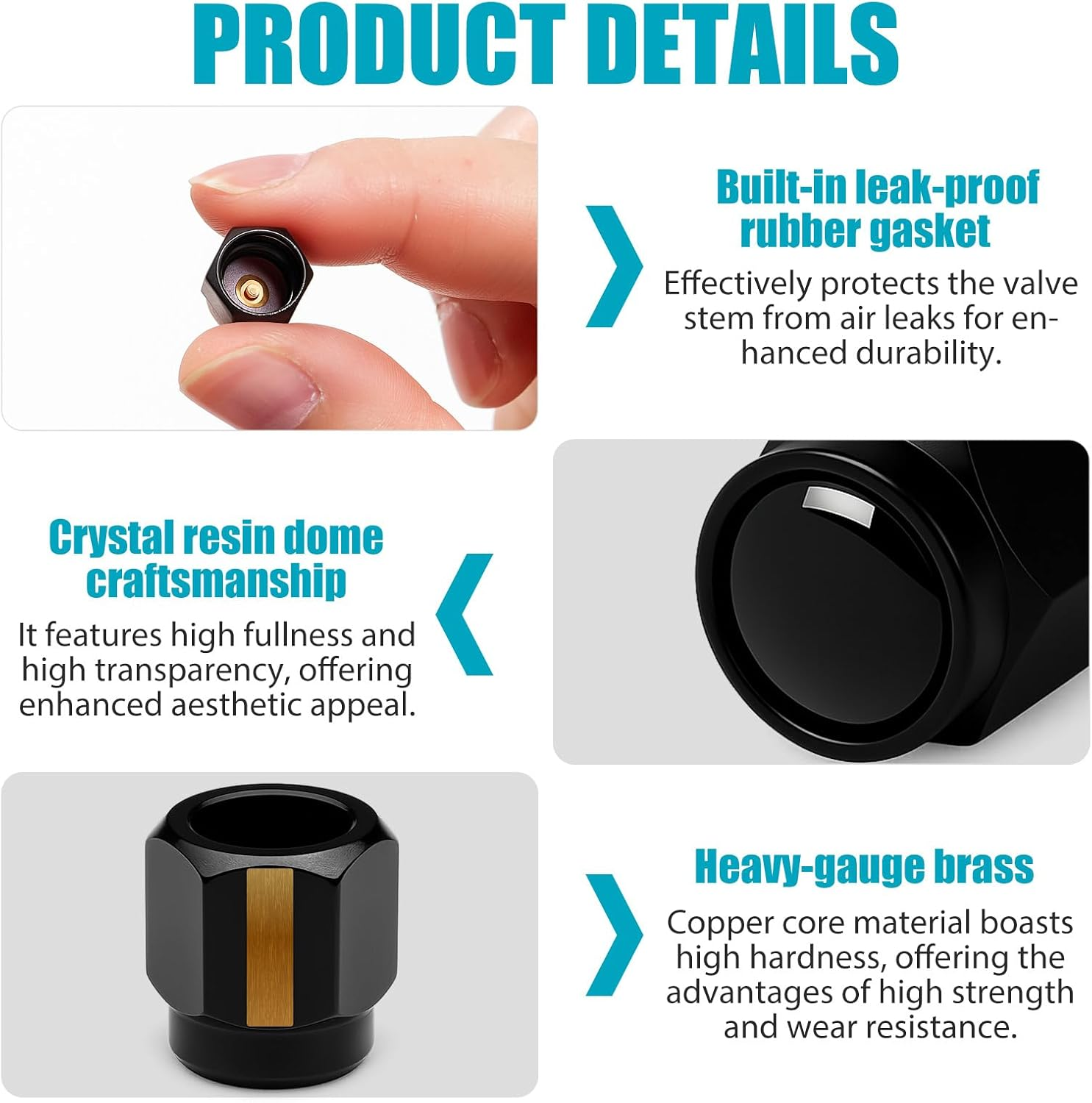 Pack of 4 Tyre Valve Caps Compatible with M M2 M4 M5 M6 M8 X1 X2 X3 X5 X6 M135I M240I Z4 328I X7 Series, Valve Caps Black with Seal for Stable Tyre Pressure, Car Valve Cap image number 5