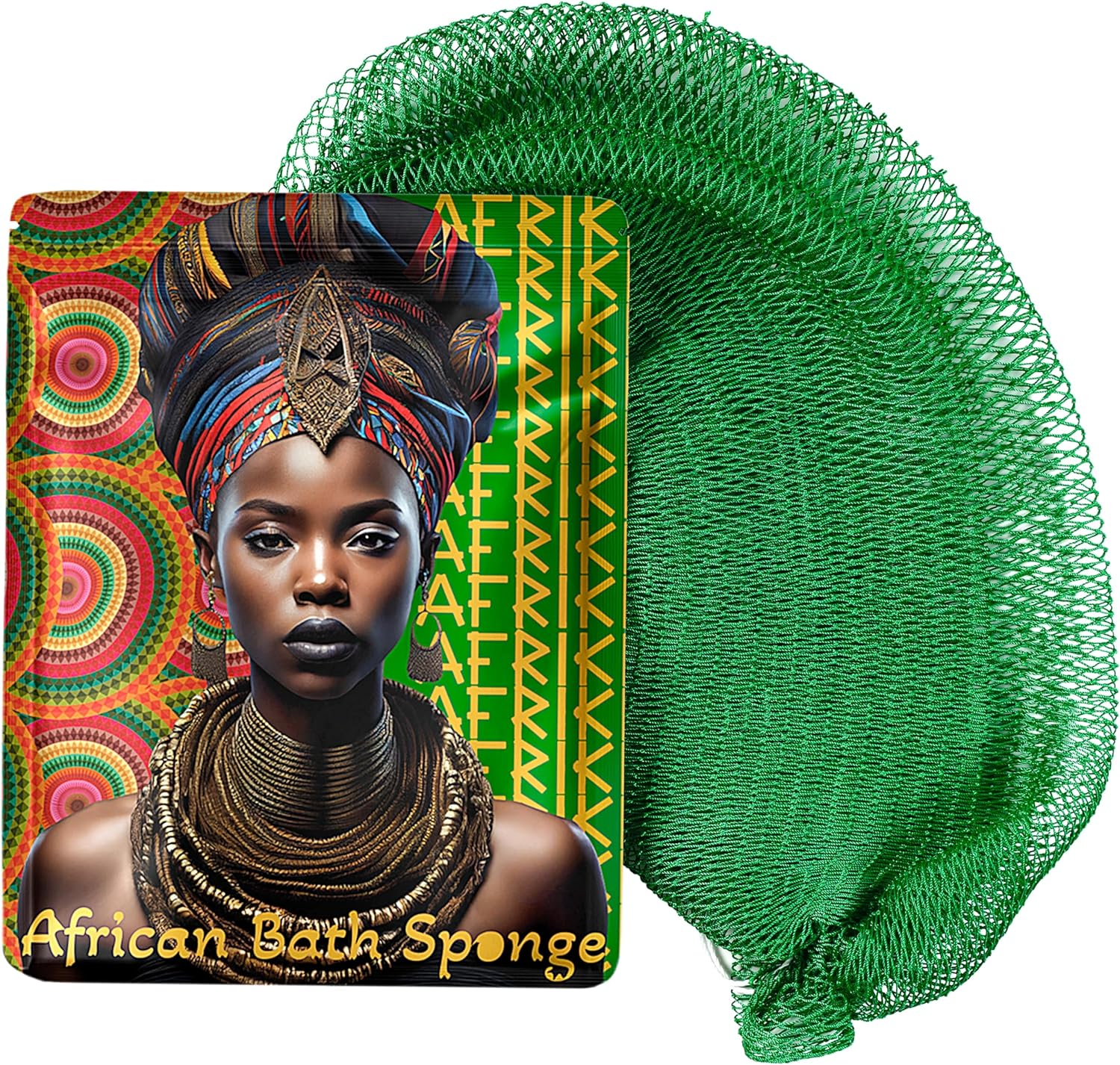 AFRIKI African Net Sponge, Authentic African Exfoliating Sponge, Black Owned, Back Scrubber, 45Inch Long, for Normal to Sensitive Skin, for Daily Use, Sky Collection (Slate)