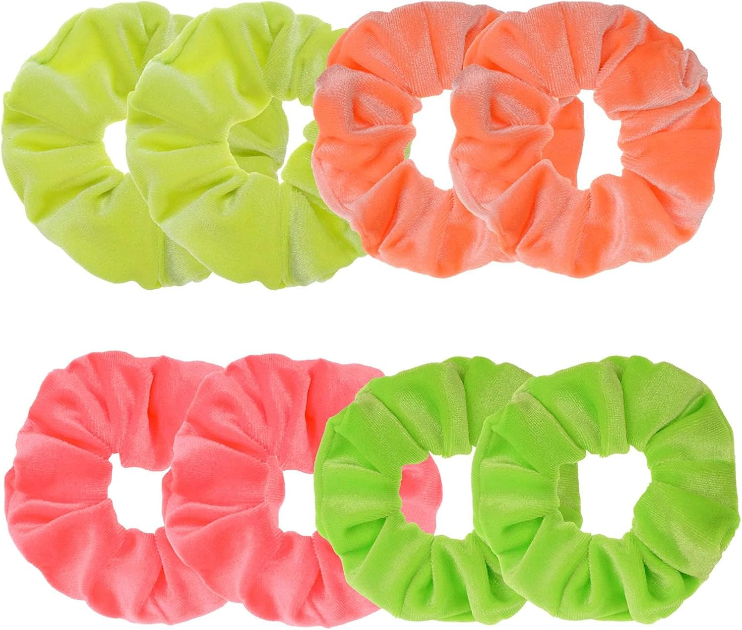 Pack of 8 Neon Women'S Hair Bobbles Velvet Hair Scrunchies Rubber Bands Colourful Elastic Hair Bands for Girls Women Hair Accessories image number 3