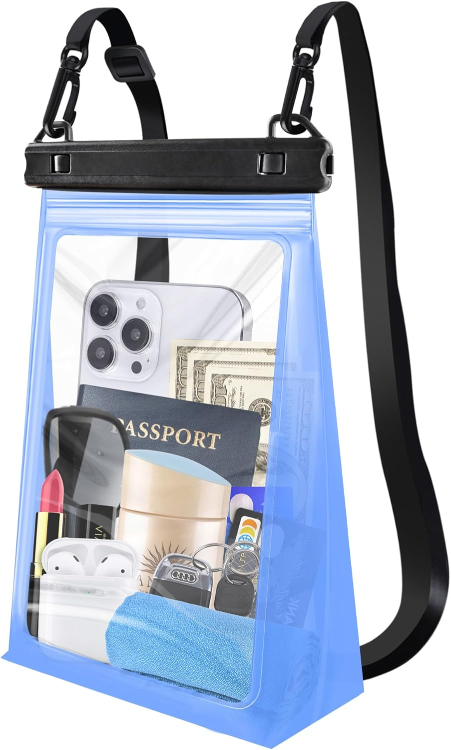 IPX8 Waterproof Phone Pouch Floating, [Expandable Space] Waterproof Bag, Cell Phone Dry Bag with Adjustable Lanyard for Iphone Samsung Google up to 7.0" White