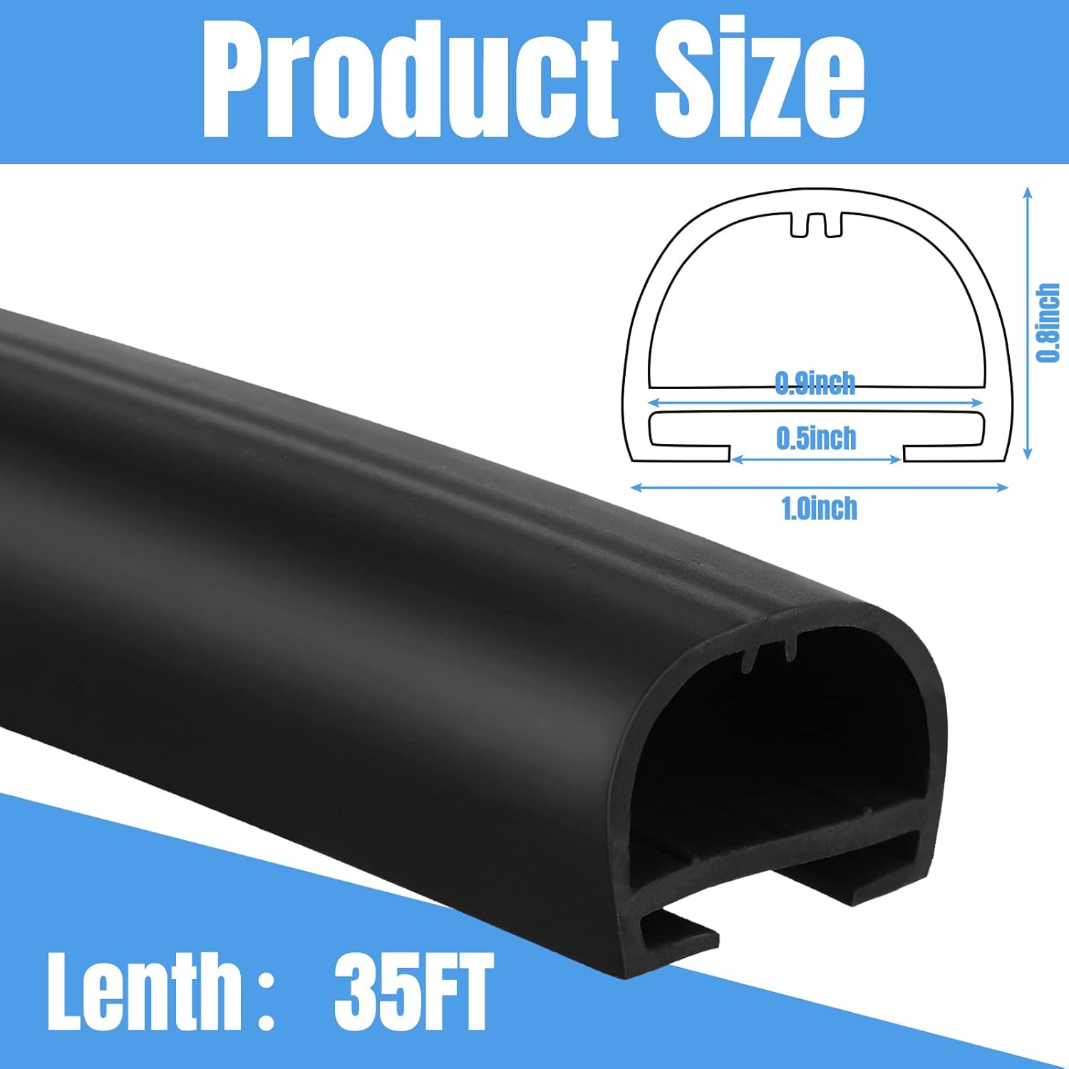 Tallew D-Shape Seal RV Slide Out System Long Black Rubber Thickened EPDM Seal RV Parts and Accessories for RV Travel Trailer Automotive Tops Door Side Slide Out System Seal, 35 Feet (1 X 15/16 Inch) image number 5