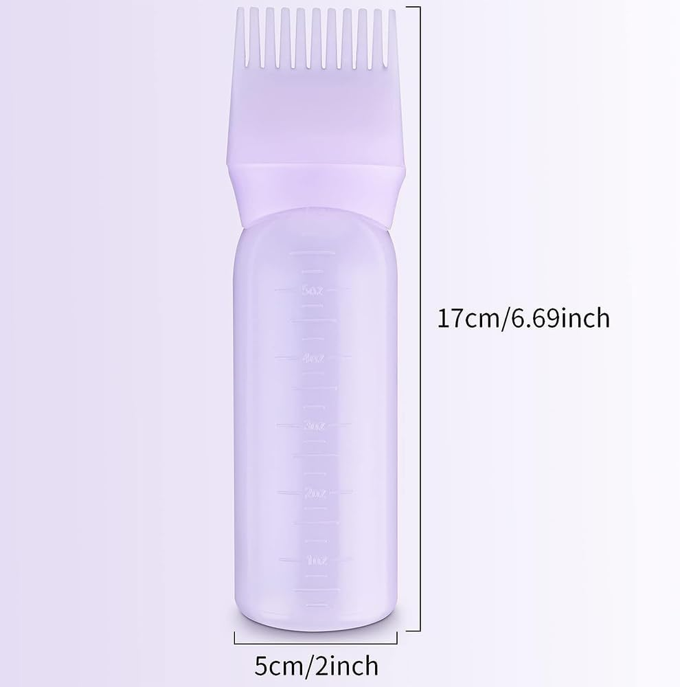 3Pcs Root Comb Applicator Bottle 6 Ounce Hair Oil Applicator, Applicator for Hair Dye with Graduated Scale (3Pack) image number 2