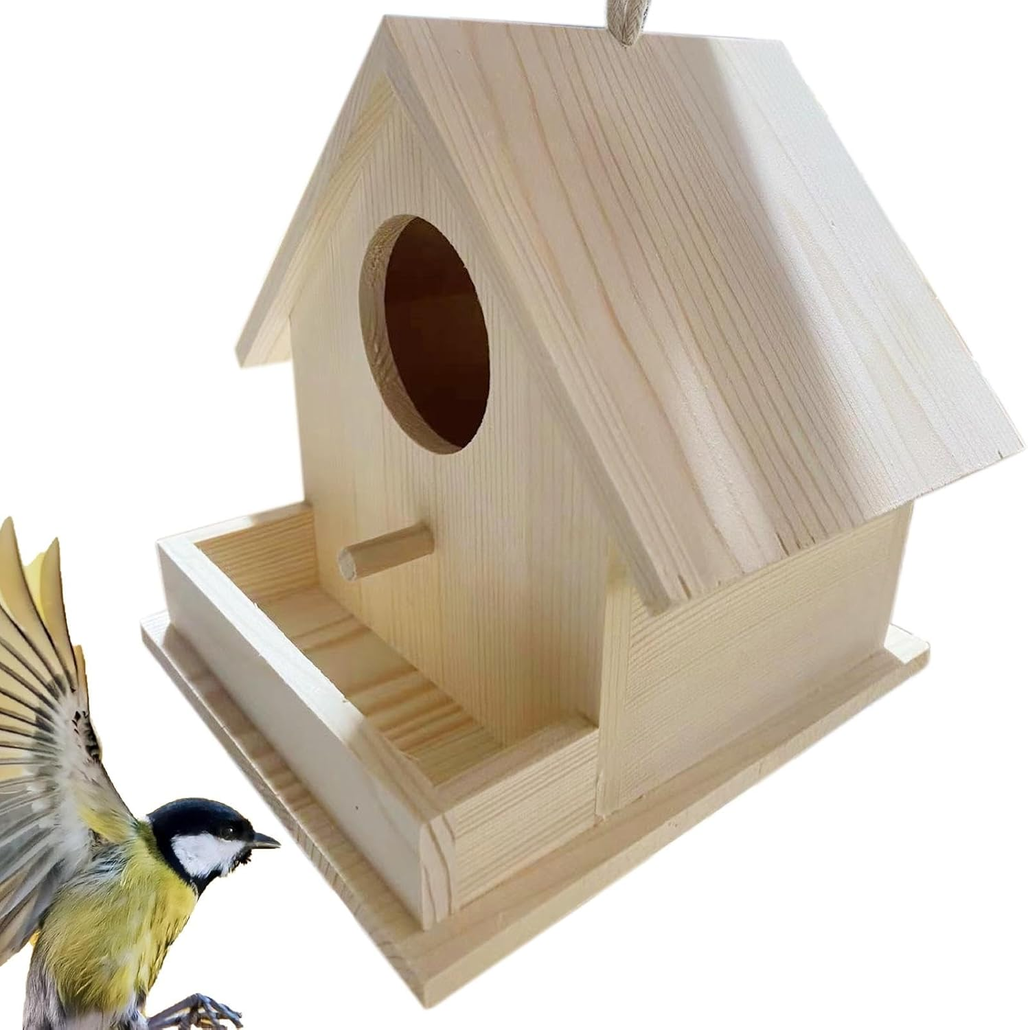 Bird Nesting Box, Wooden Bird Feeder House, Compact Animal Shelter, Sturdy Wood Design, Compact Size (350G), Outdoor Decoration for Courtyard, Porch, Balcony image number 5