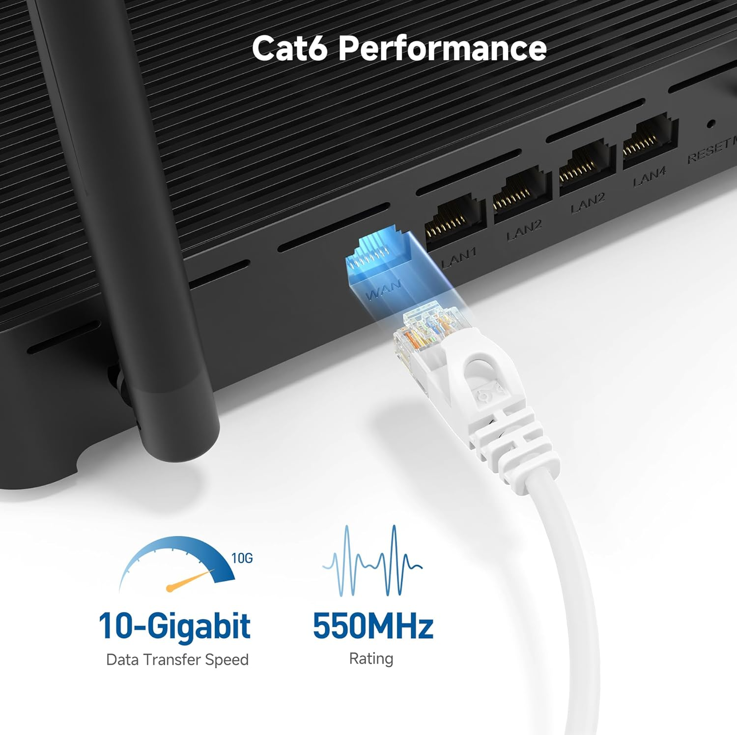 Cable Matters 10Gbps Snagless Ultra Thin Ethernet Cable 7.6M, Long Cat 6 Ethernet Cable (Thin Cat6 Cable) in White image number 5