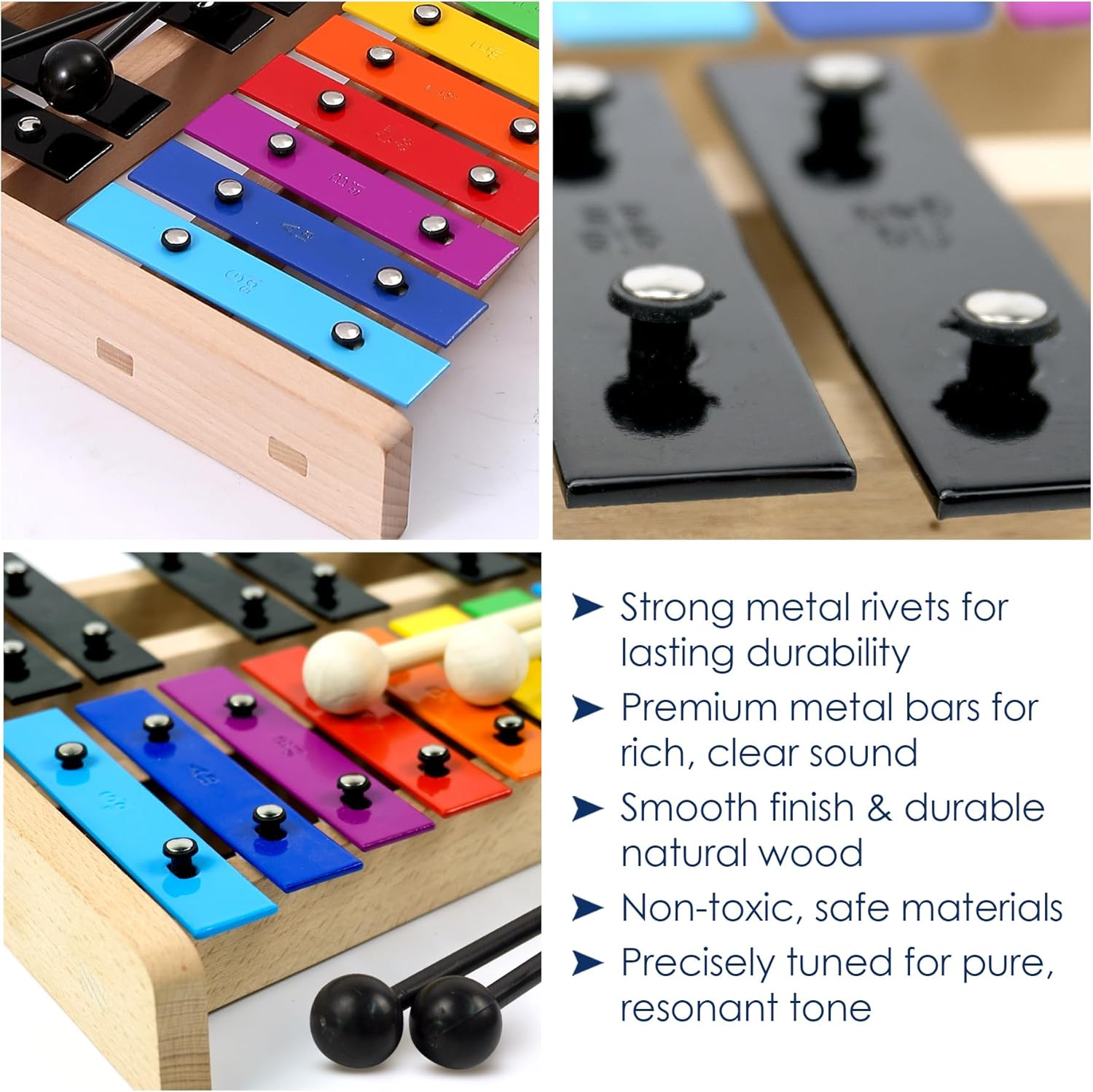 MINIARTIS Glockenspiel Xylophone | Full Size Glockenspiel Xylophone 27 Note Colorful Metal Keys for Adults & Kids | Percussion Musical Instrument Includes 2 Wooden Beaters, Songbook and Carry Case - Multi image number 4
