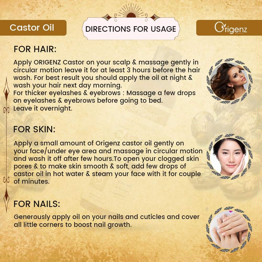 Origenz Premium Castor Oil for Hair & Skin 100Ml (Pack of 1) image number 5