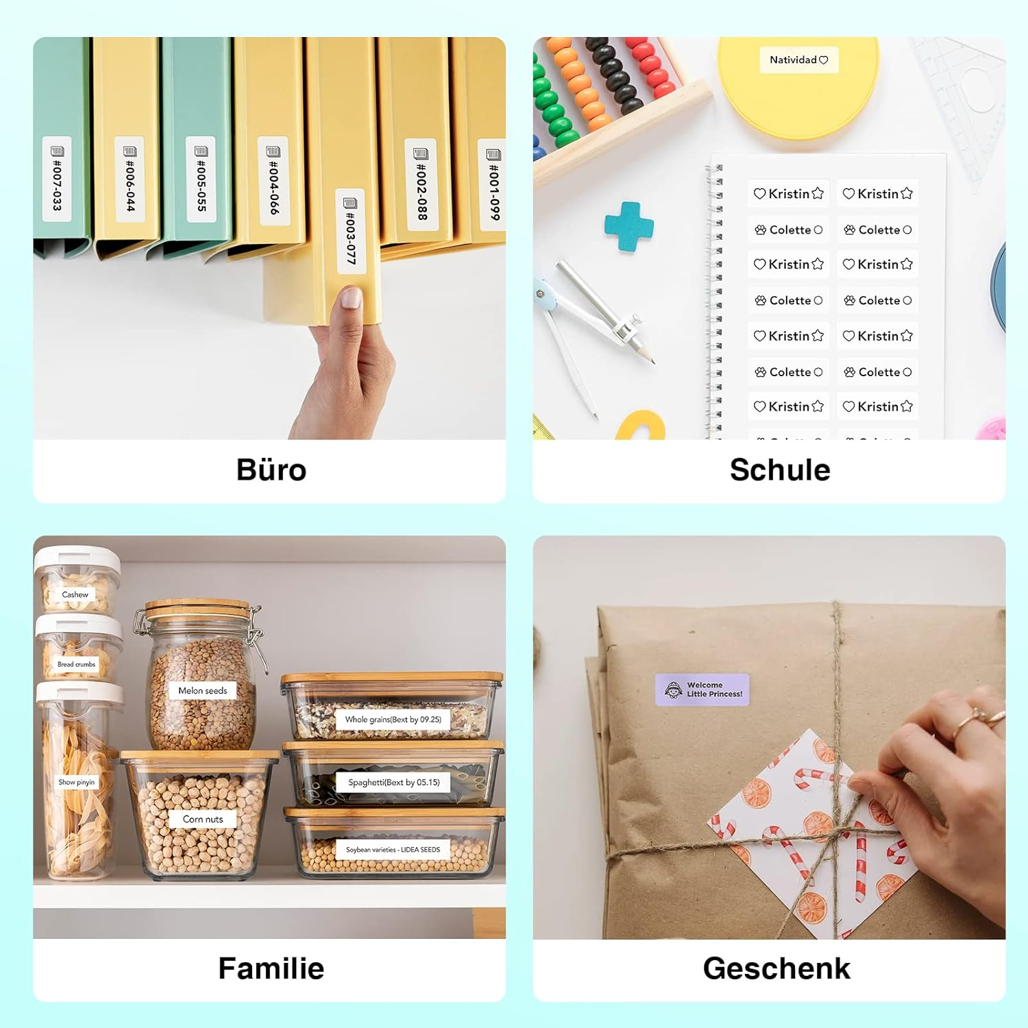 SUPVAN E10 Upgraded Label Maker Machine, Portable Label Printer, Compatible Android & Ios, Bluetooth Thermal Labelling Machine for Home, School, Office Organization, Cyan