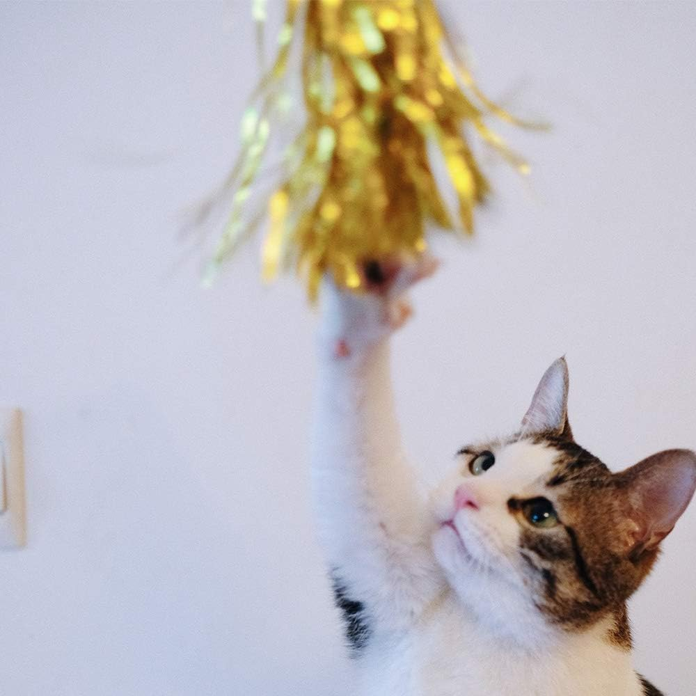 IUHKBH Cat Toy Wand 6 PCS Interactive Cat Teaser Wand with Sound Paper Tassels and Bell for Cat and Kitten image number 3